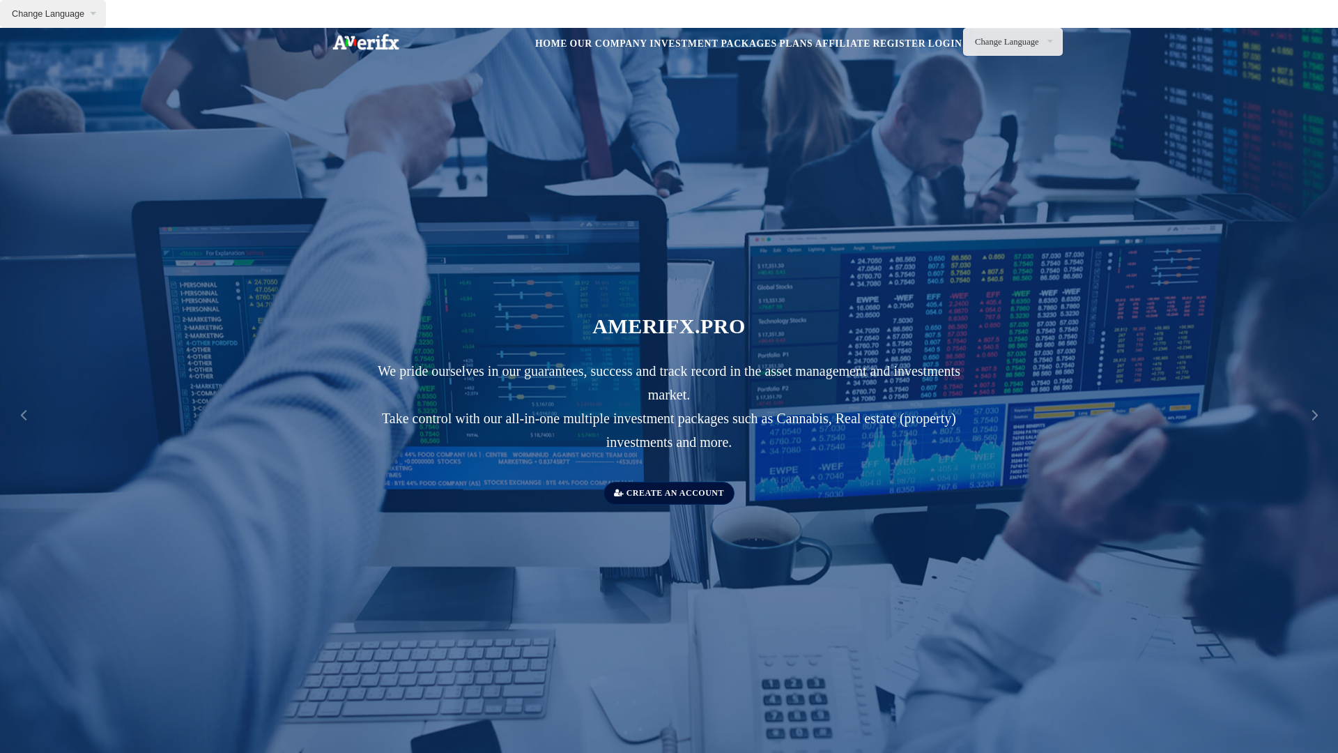 website screenshot of http://www.amerifx.pro