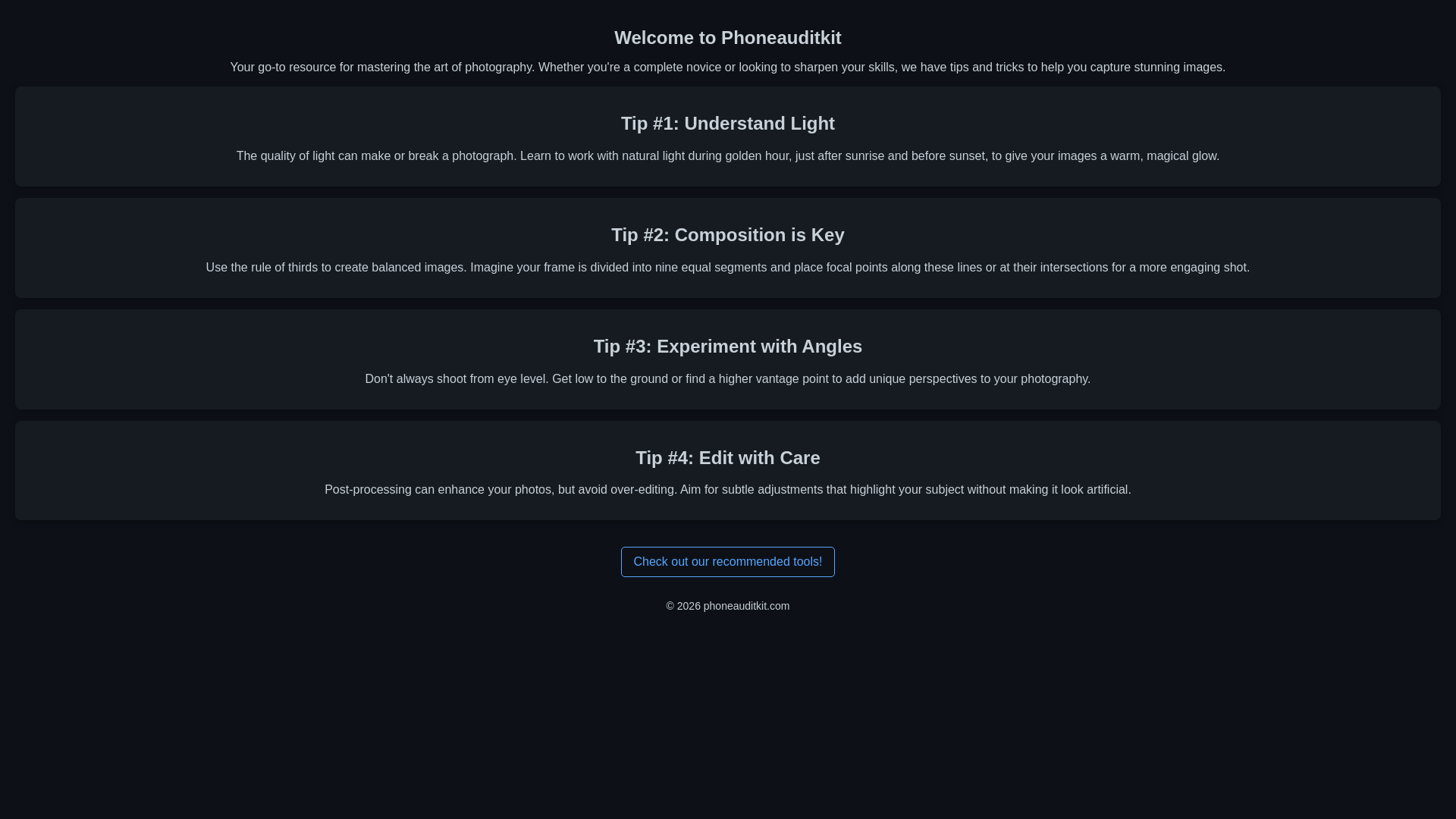 website screenshot of https://phoneauditkit.com/