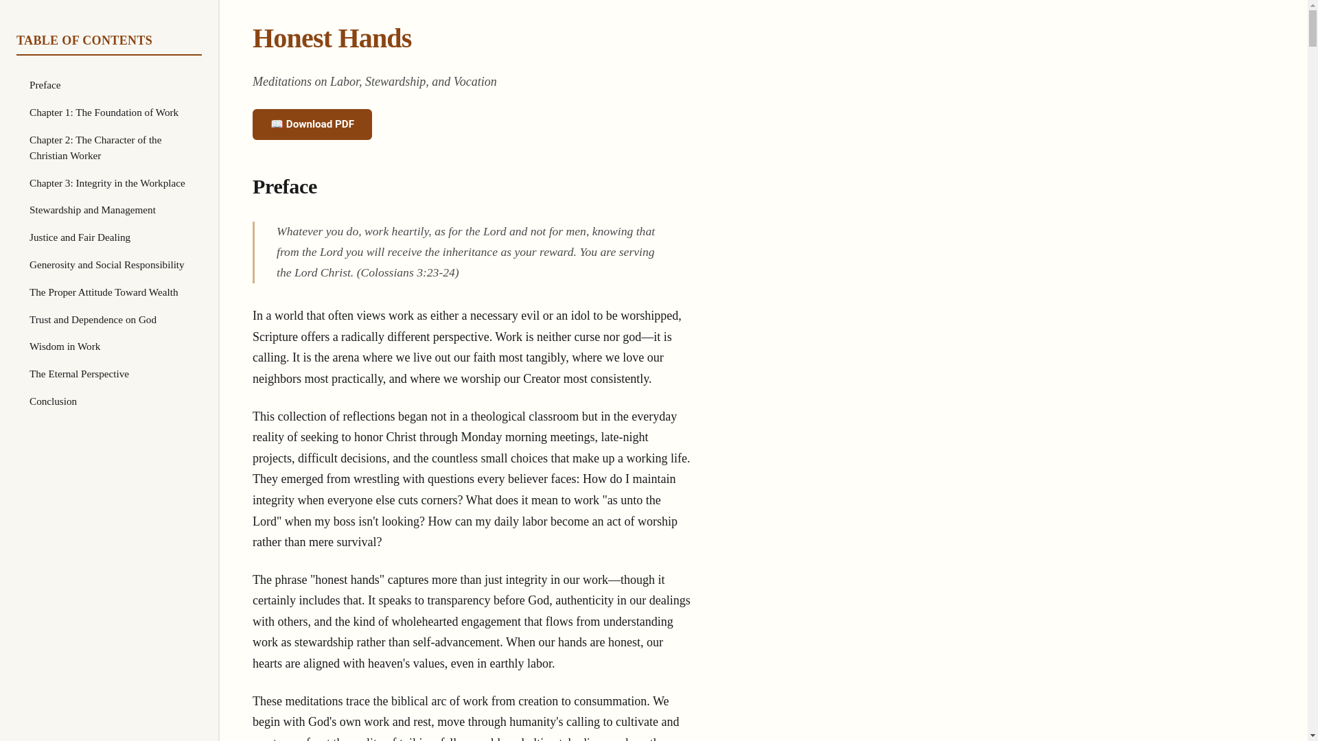 website screenshot of https://honesthandsbook.org/