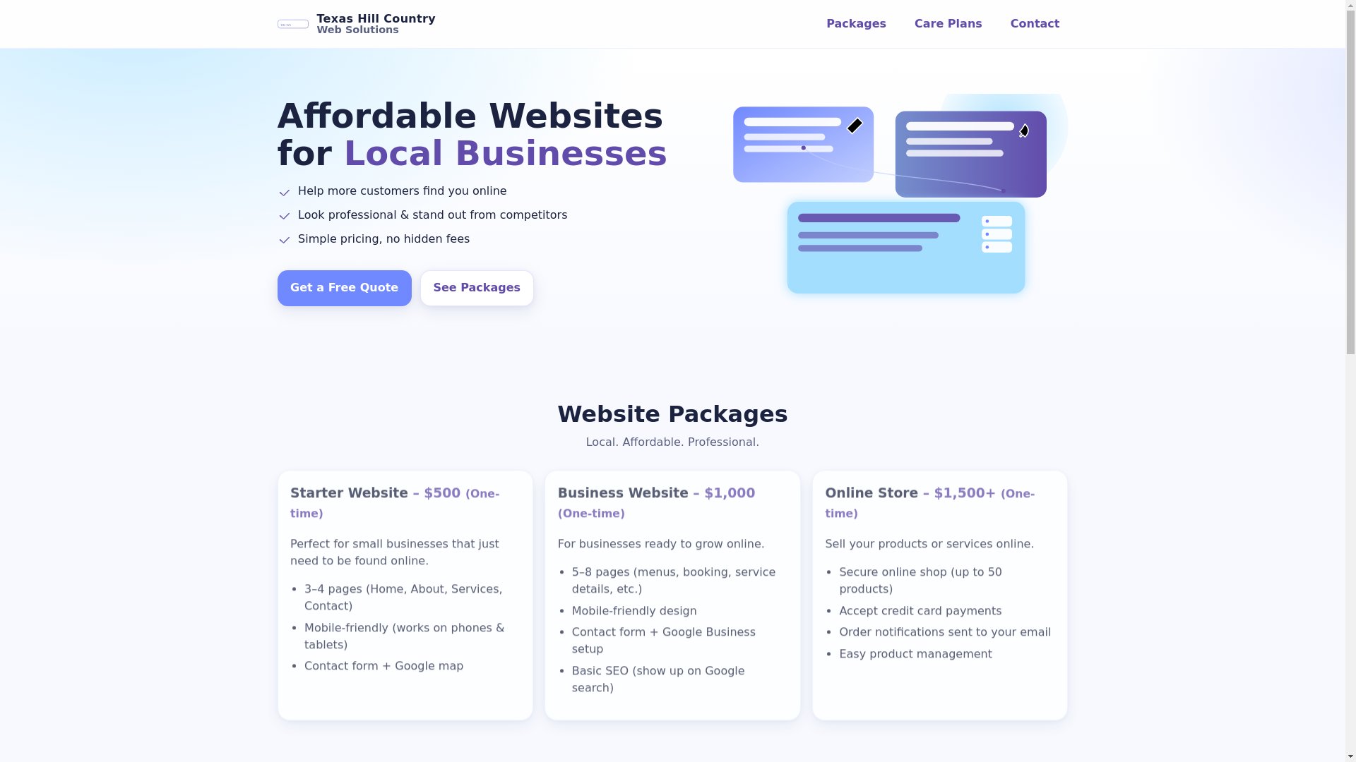 website screenshot of https://texashcws.com/
