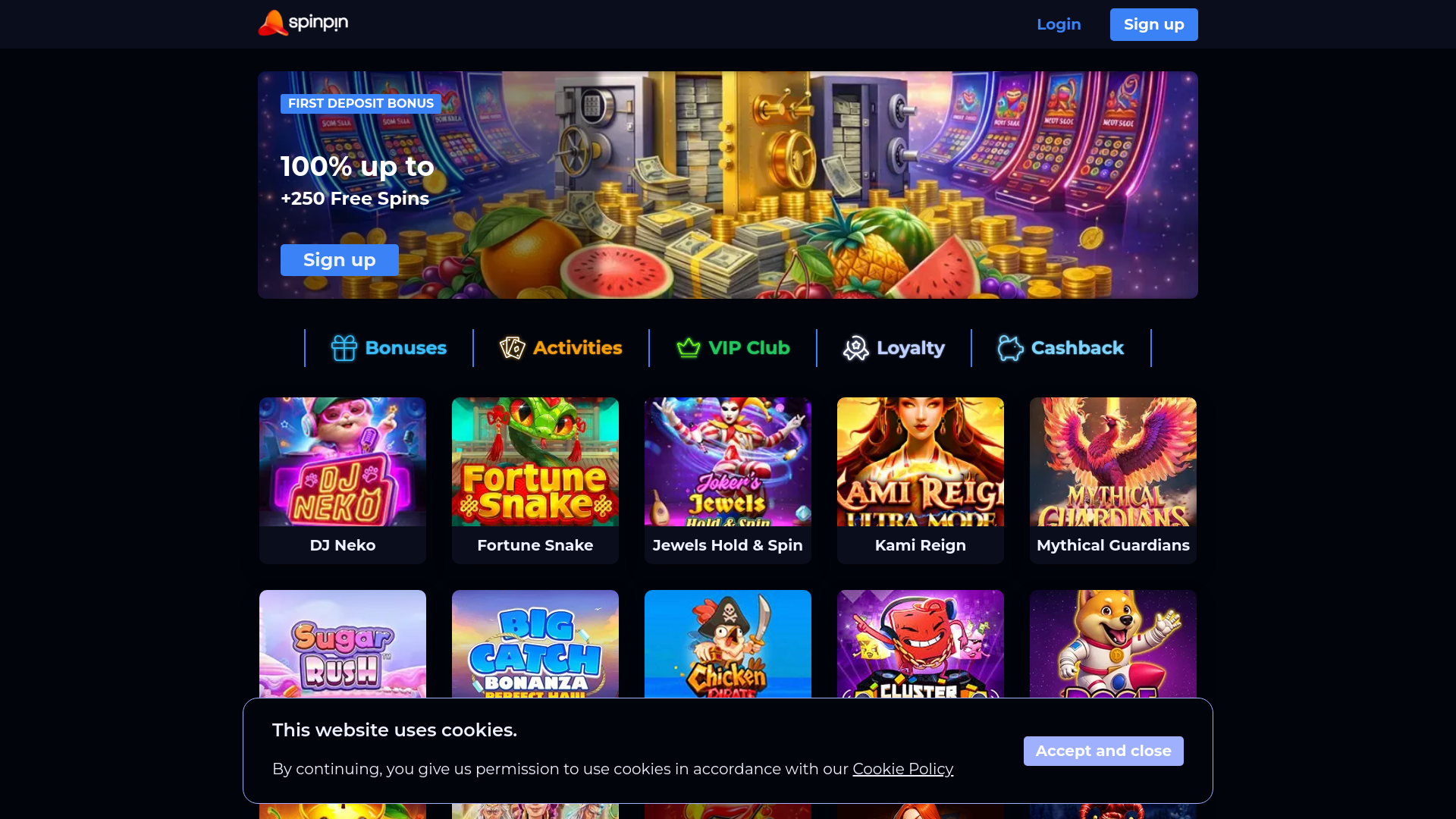 website screenshot of https://spinpins.uk/