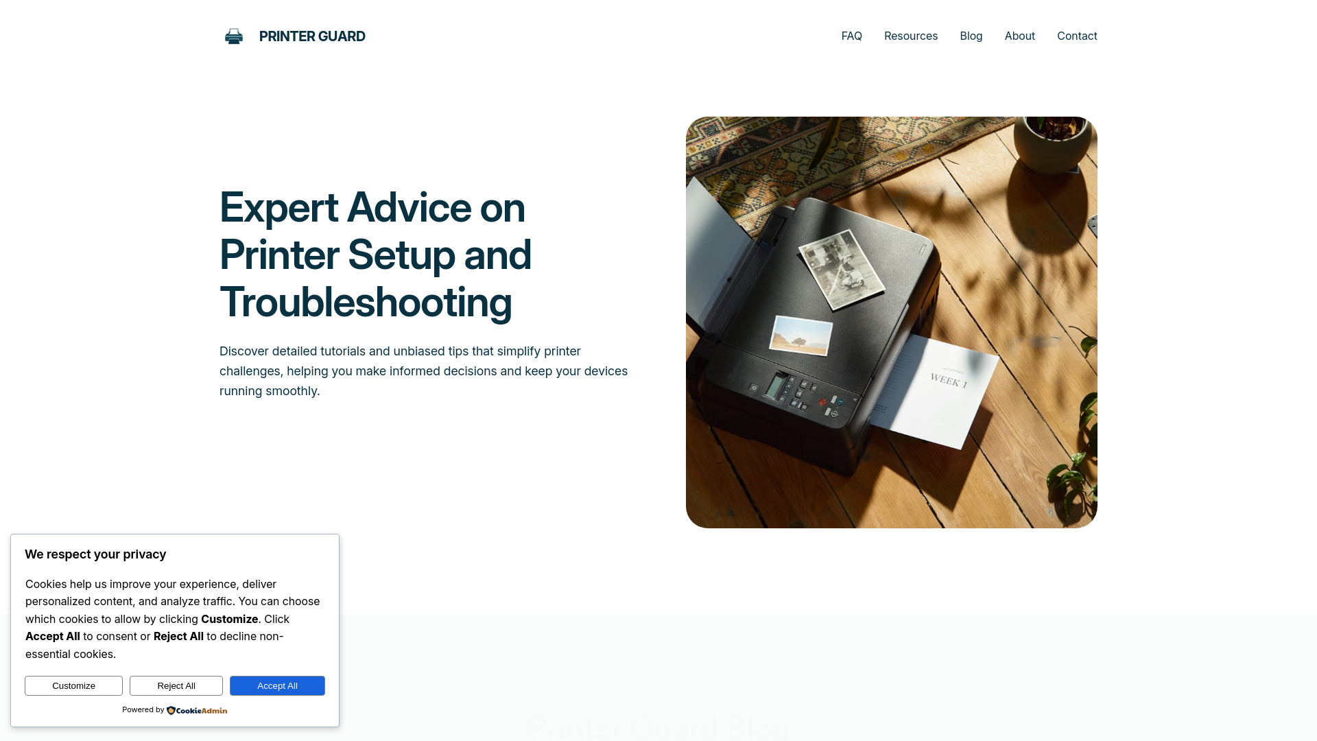 website screenshot of https://printerguard.online/