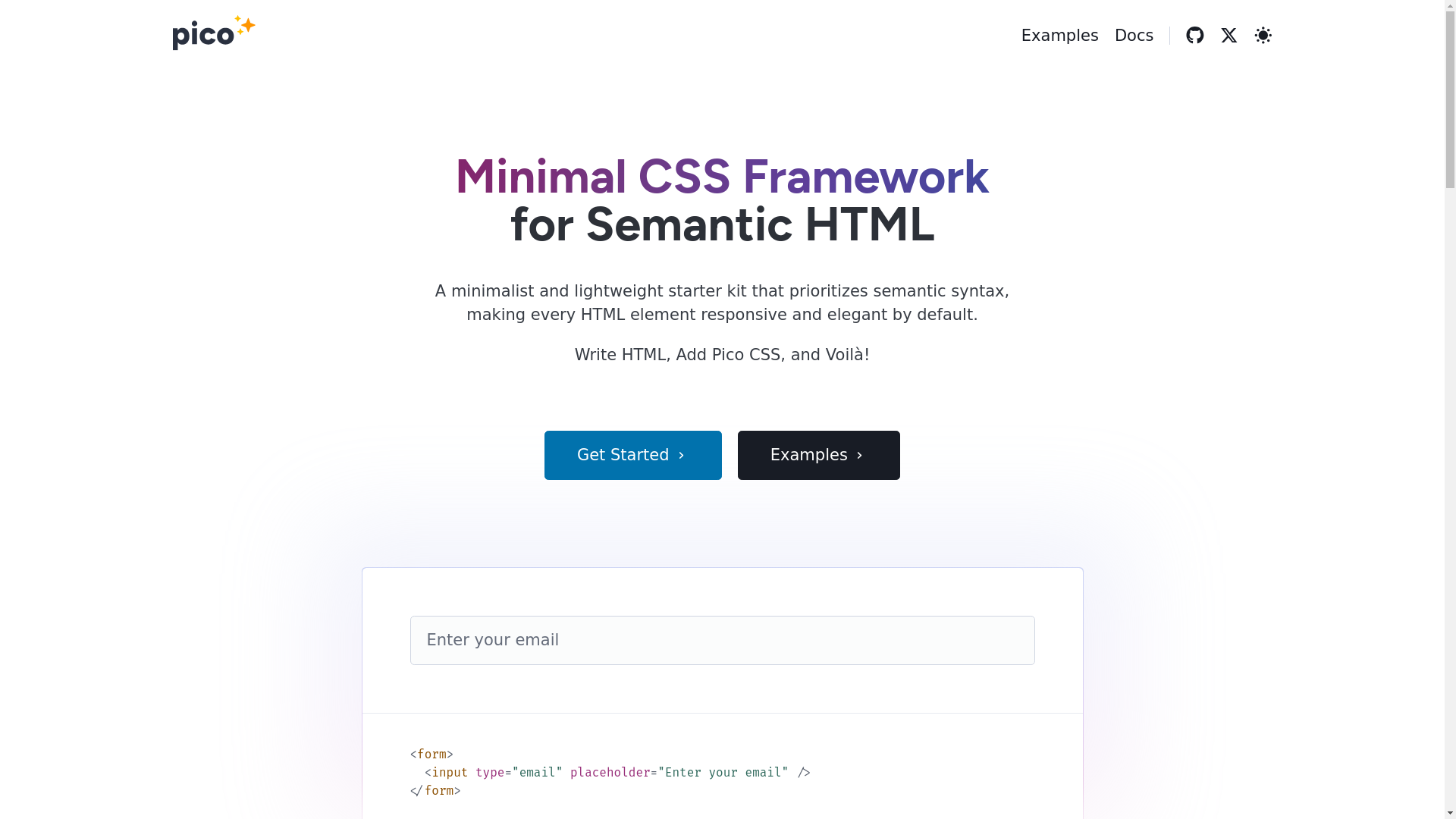 website screenshot of https://picocss.com/