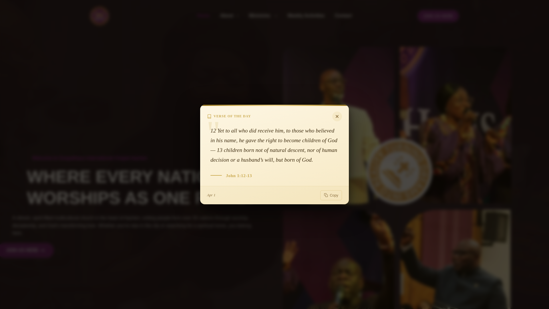 website screenshot of https://gospelhausinternationalchapel.org/