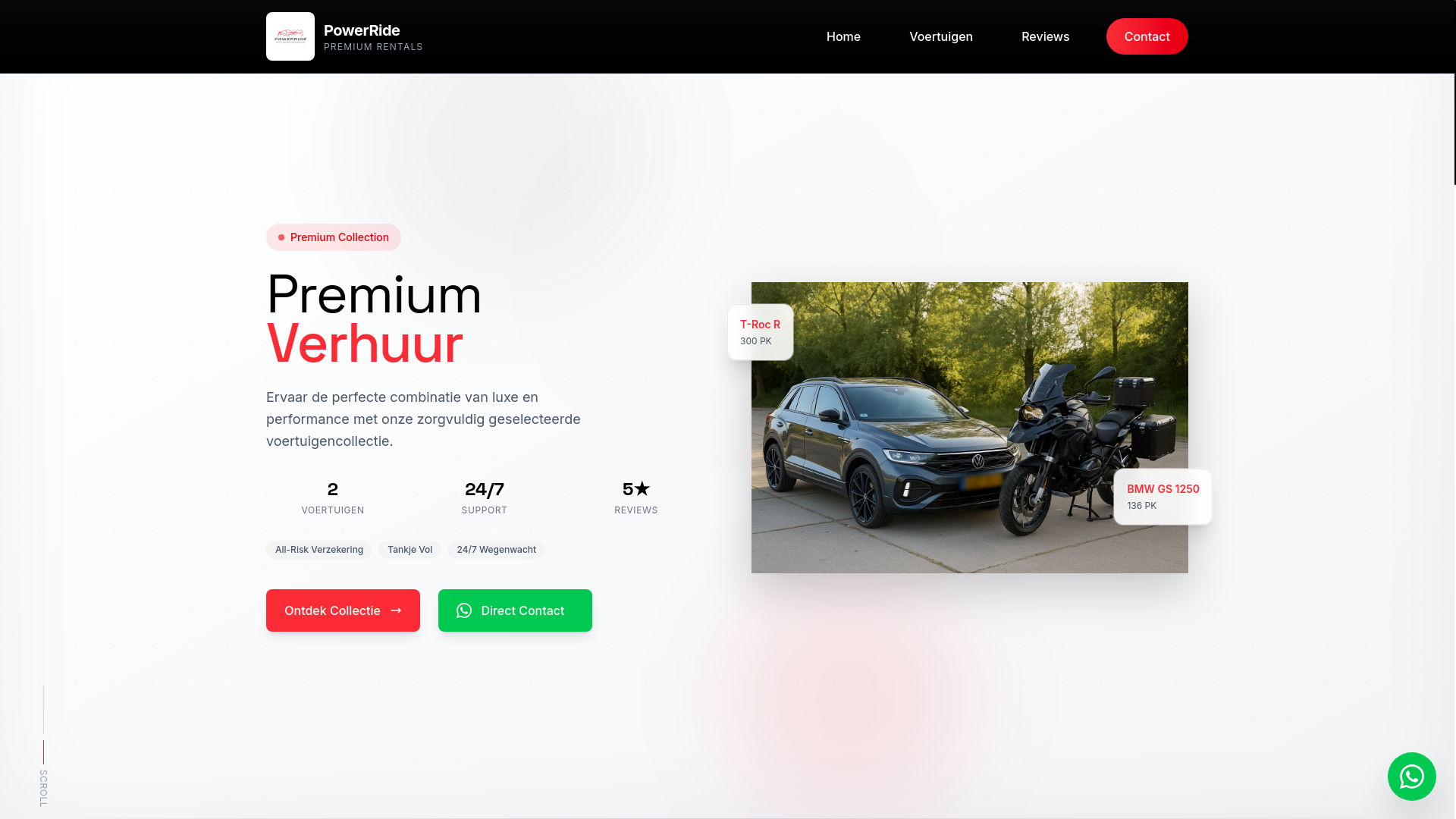 website screenshot of https://powerrideautoverhuur.nl/
