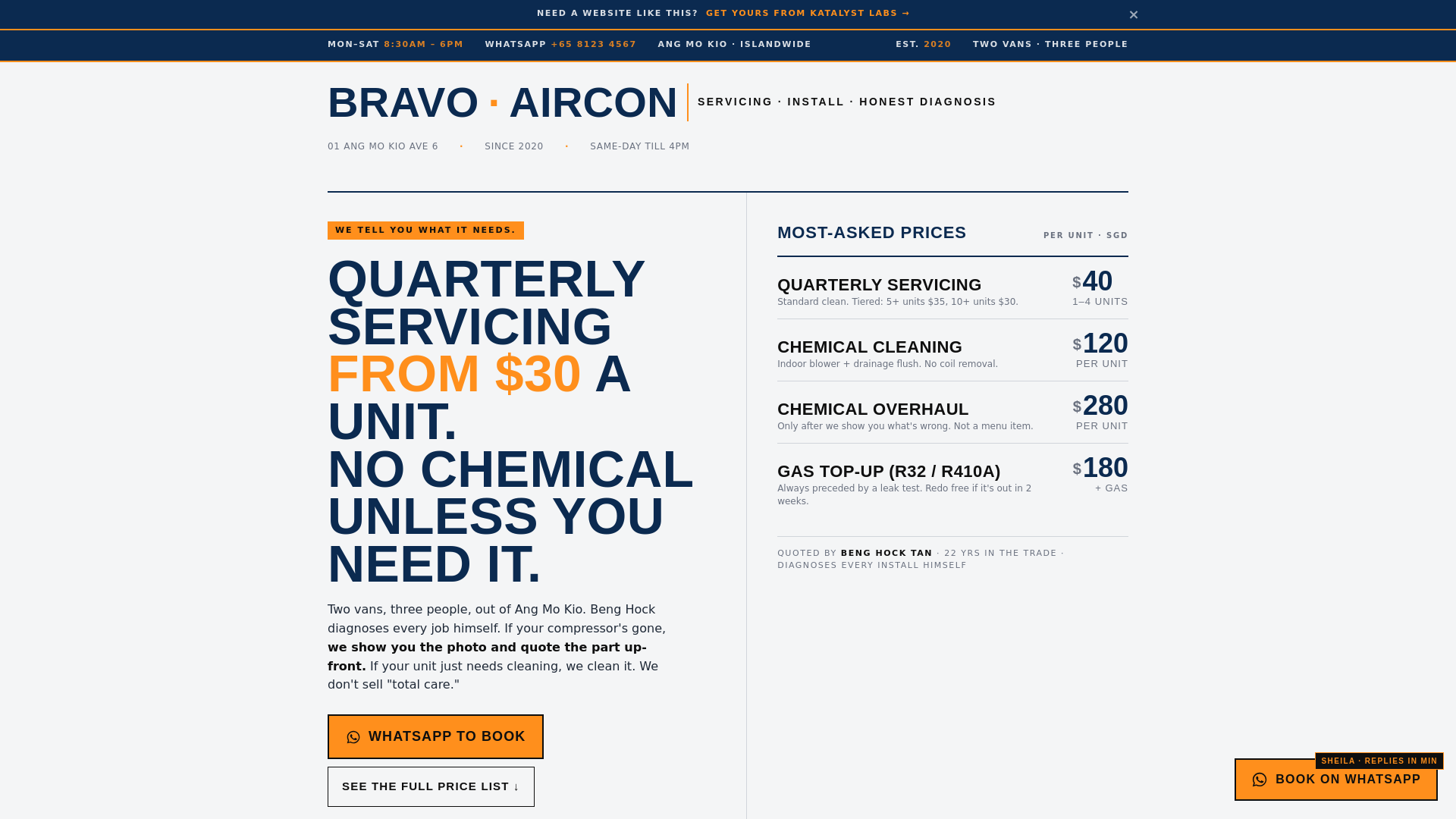 website screenshot of https://bravo-aircon-made-by-katalyst.pages.dev/