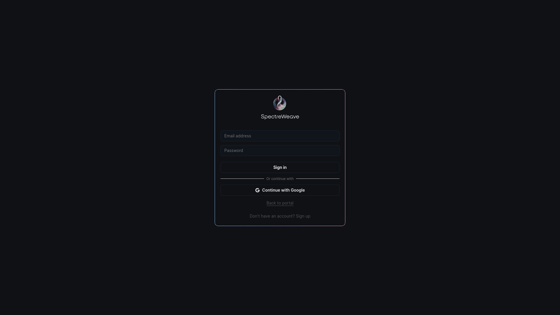 website screenshot of https://spectreweave.com/