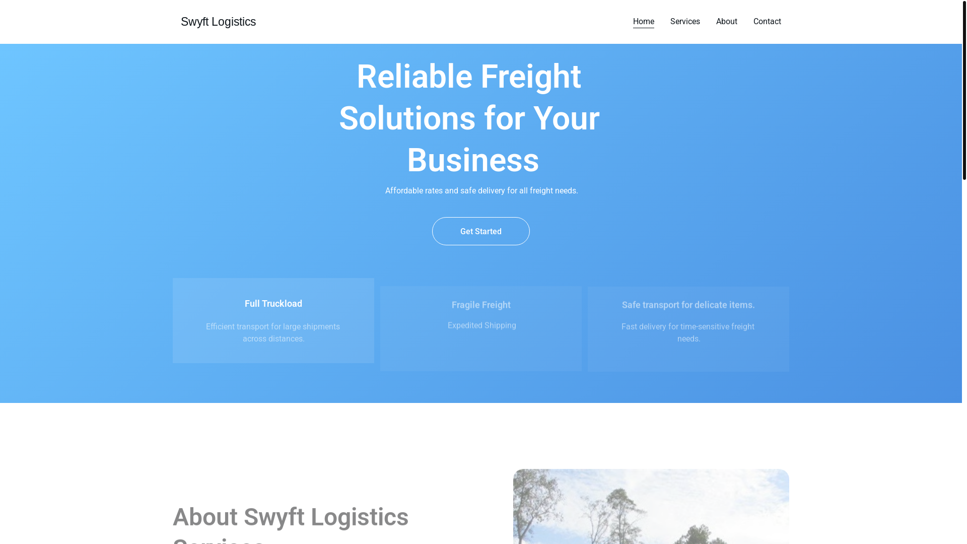 website screenshot of https://swyftlogisticstransportation.com/