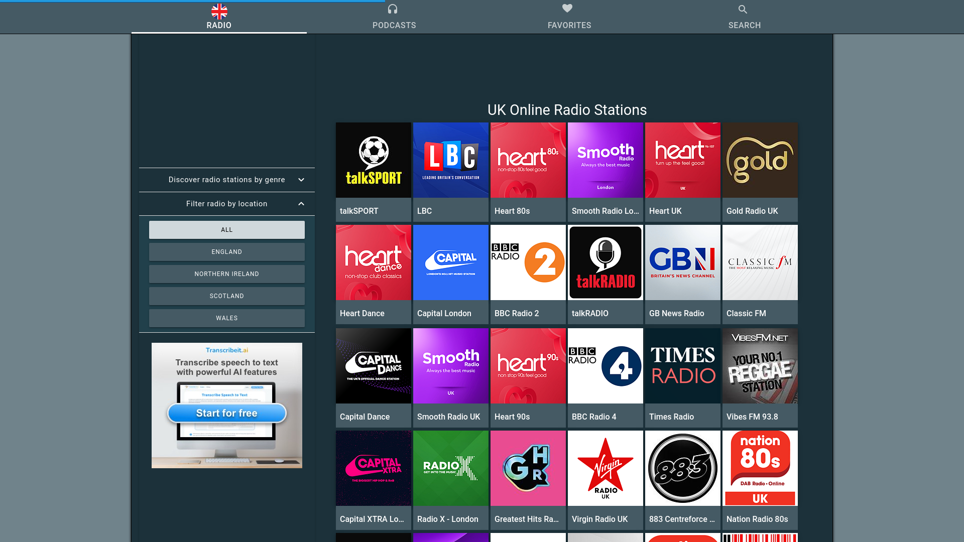 website screenshot of https://www.radio-uk.co.uk/