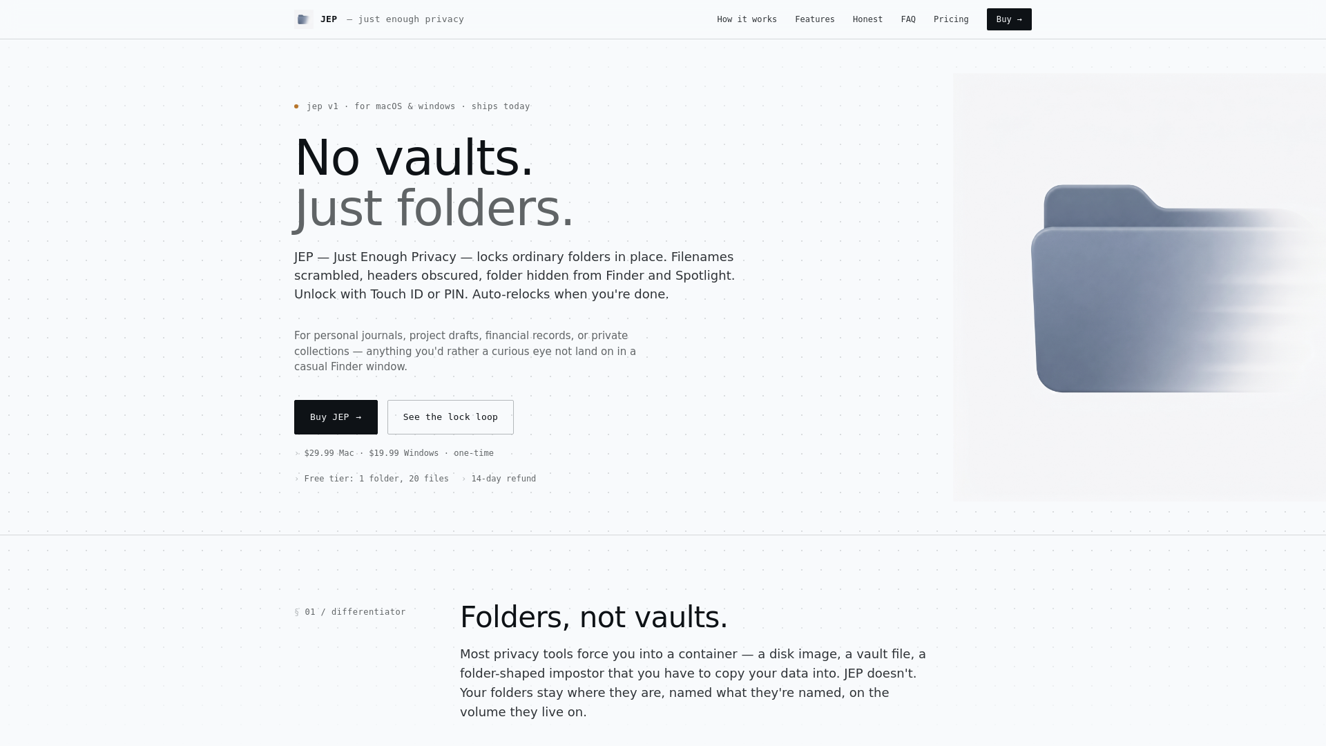 website screenshot of https://justenoughprivacy.com/