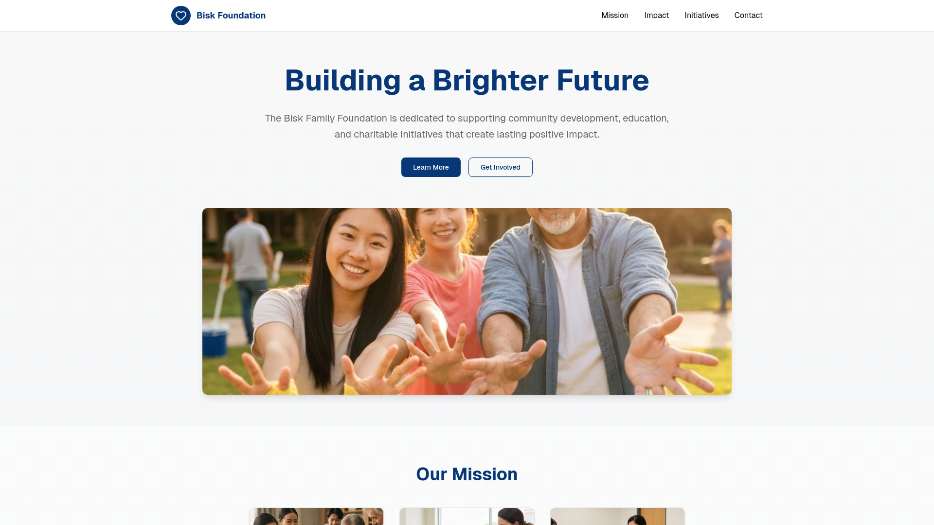 website screenshot of https://thebiskfamilyfoundation.com/