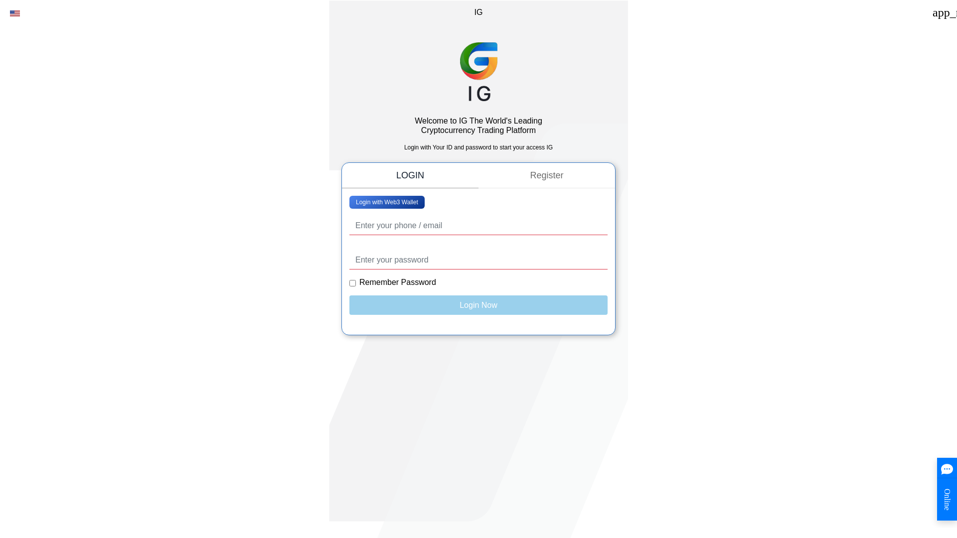 website screenshot of https://iginternational.live/