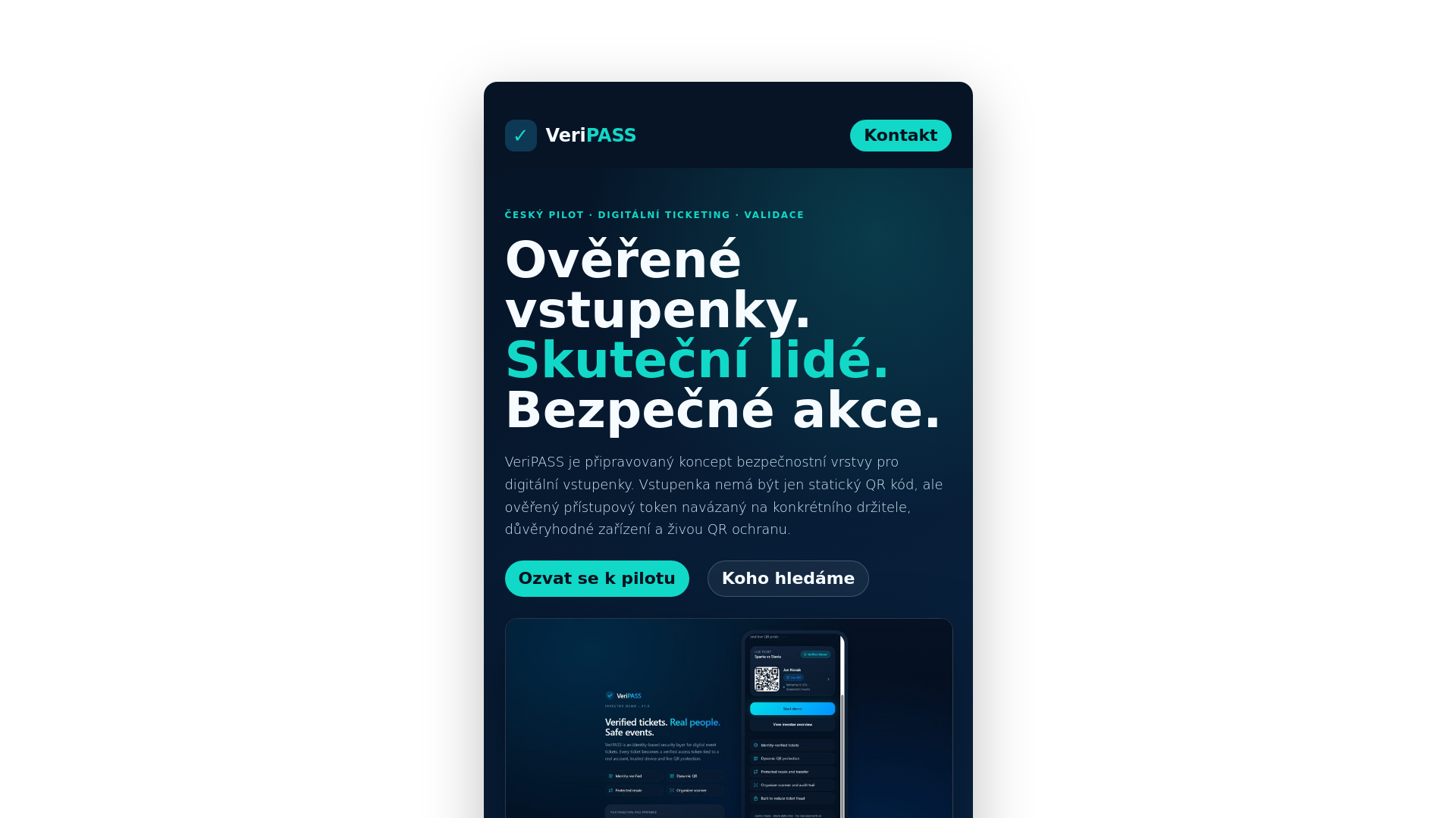 website screenshot of https://veripass.cz/