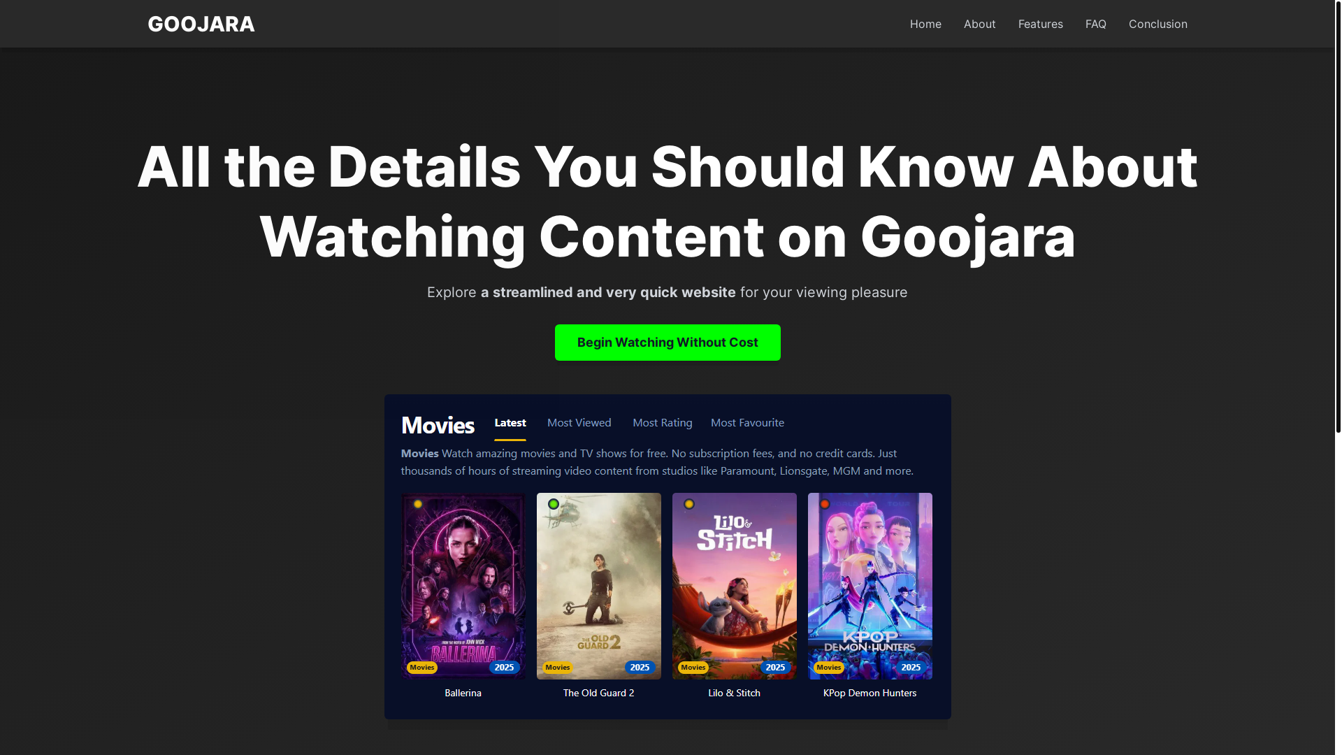 website screenshot of https://goojara-2frc.pages.dev/