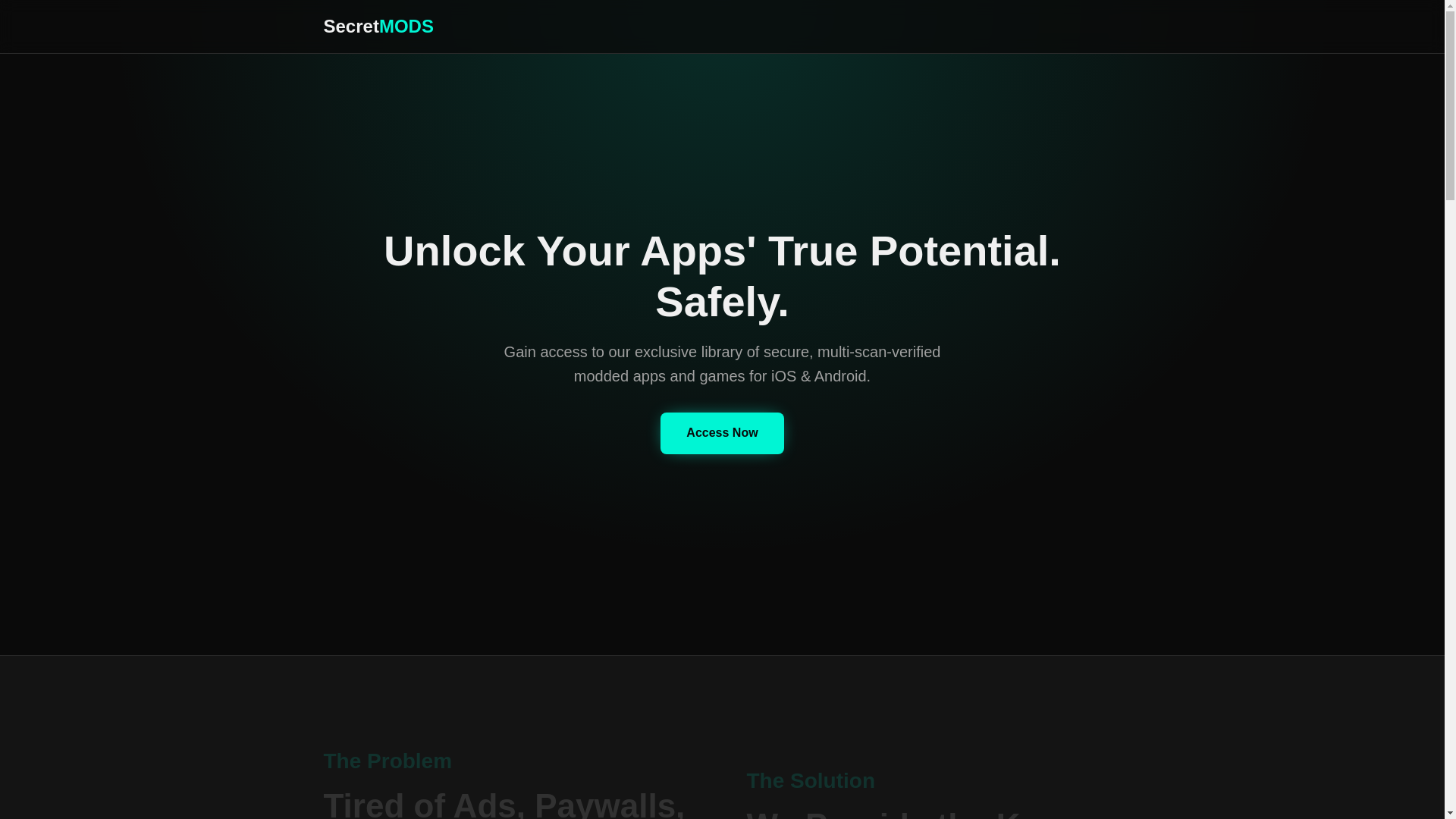 website screenshot of https://secretmodsxyz.pages.dev/