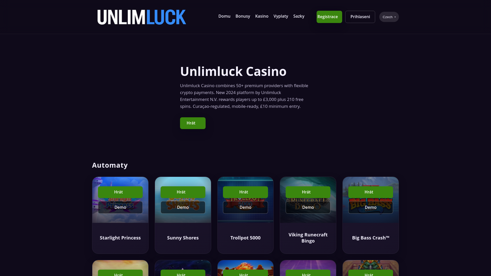 website screenshot of https://unlimluck-uk.net/