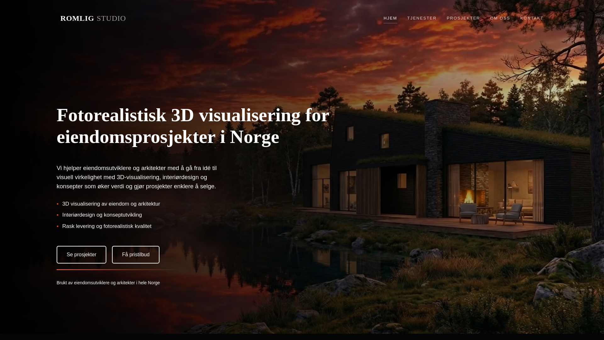website screenshot of https://romligstudio.no