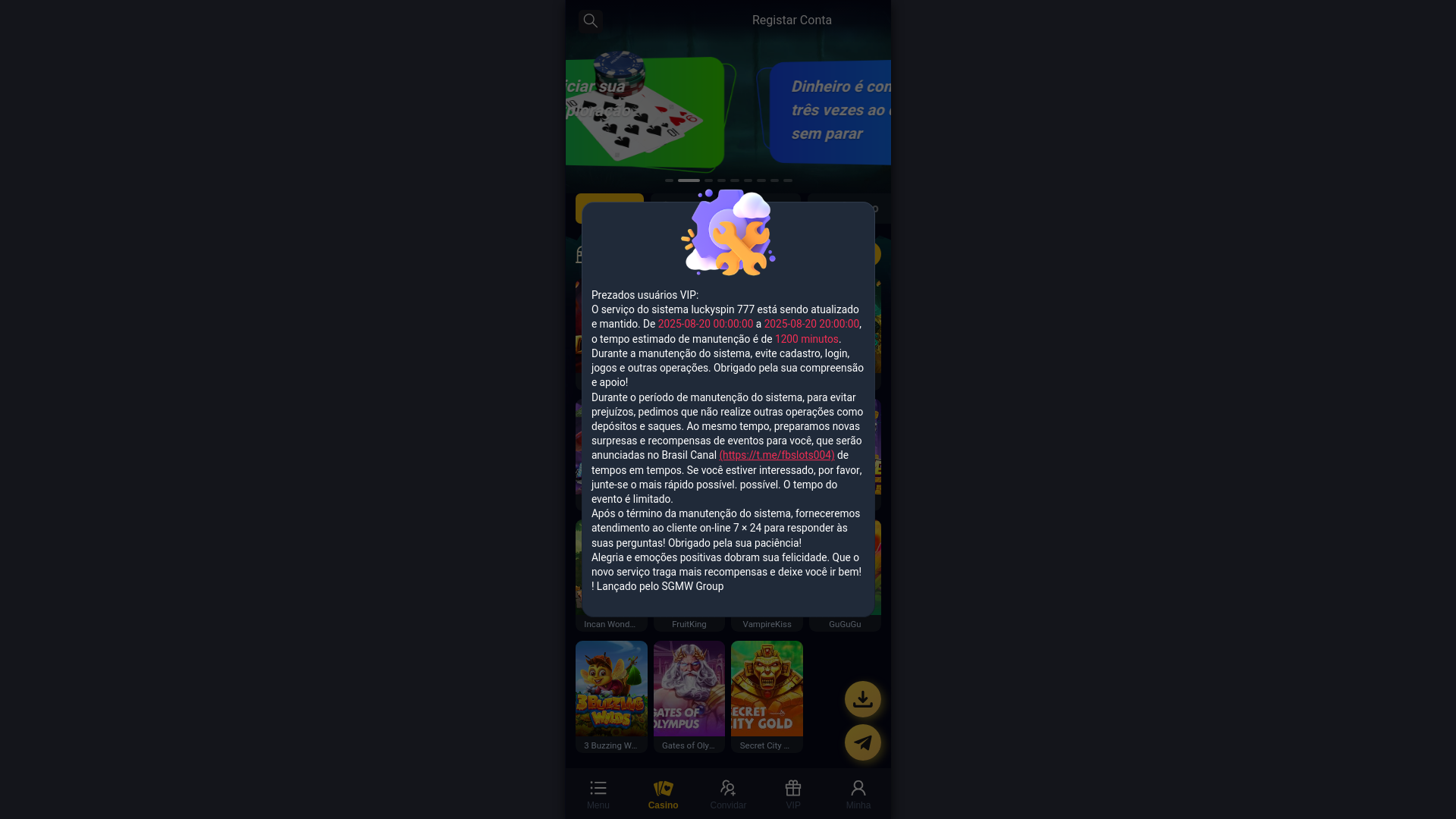 website screenshot of https://luckyspin777pg.com/