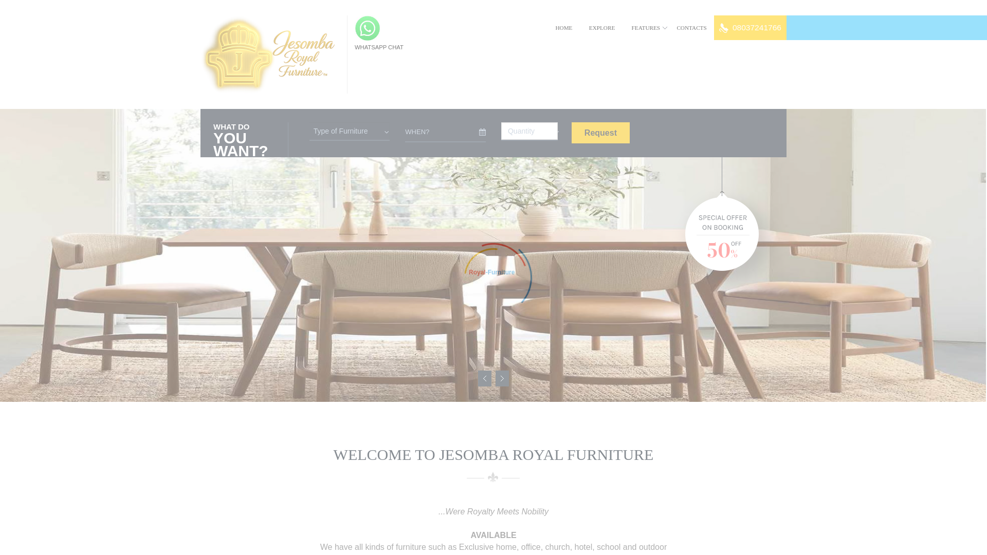 website screenshot of https://jesombaroyalfurniture.com