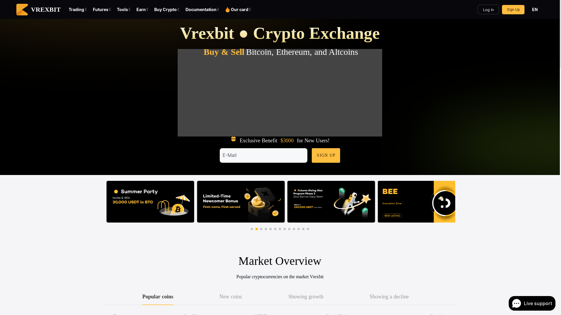 website screenshot of https://vrexbit.com/