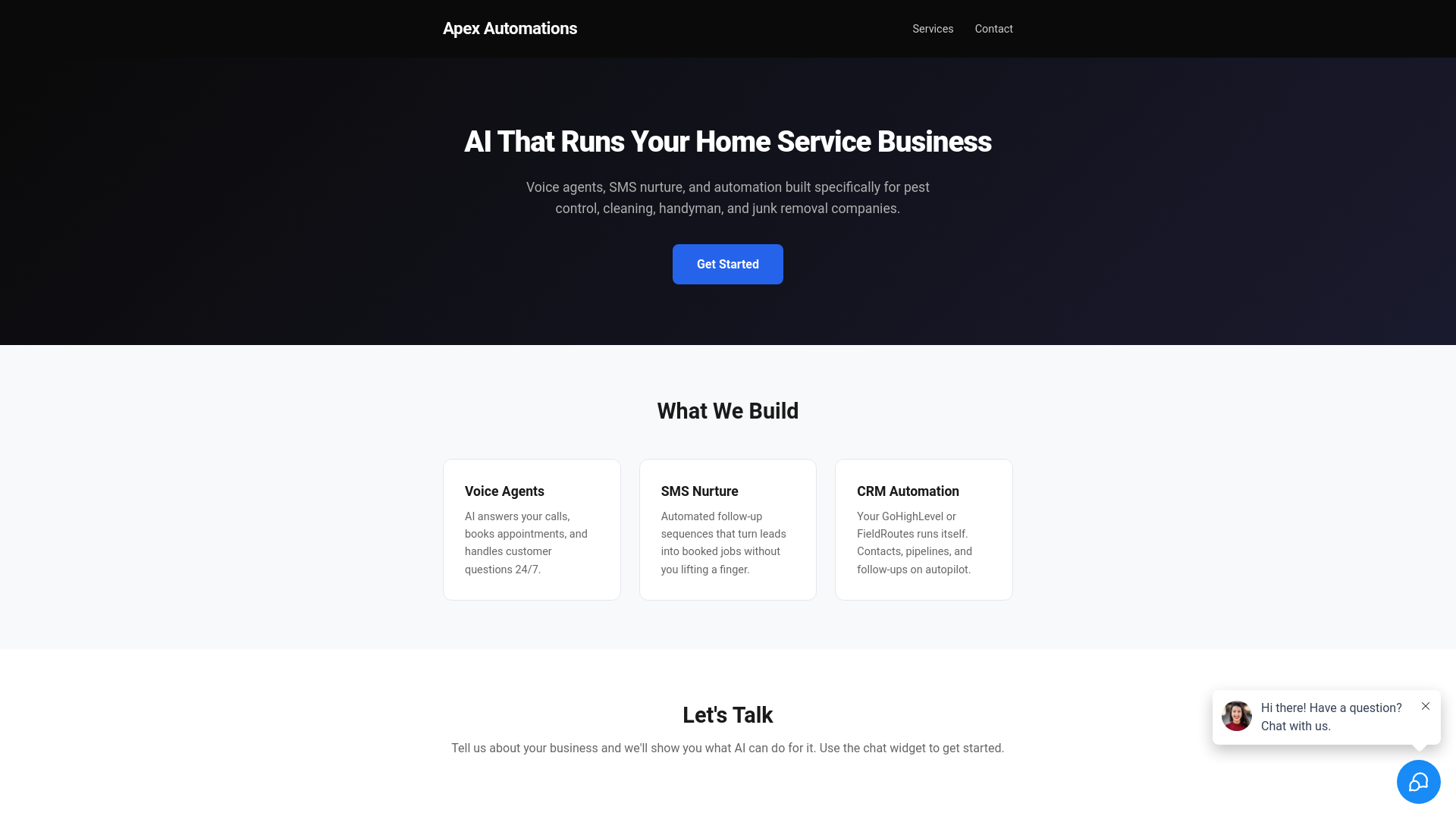 website screenshot of https://joinapexautomations.com/