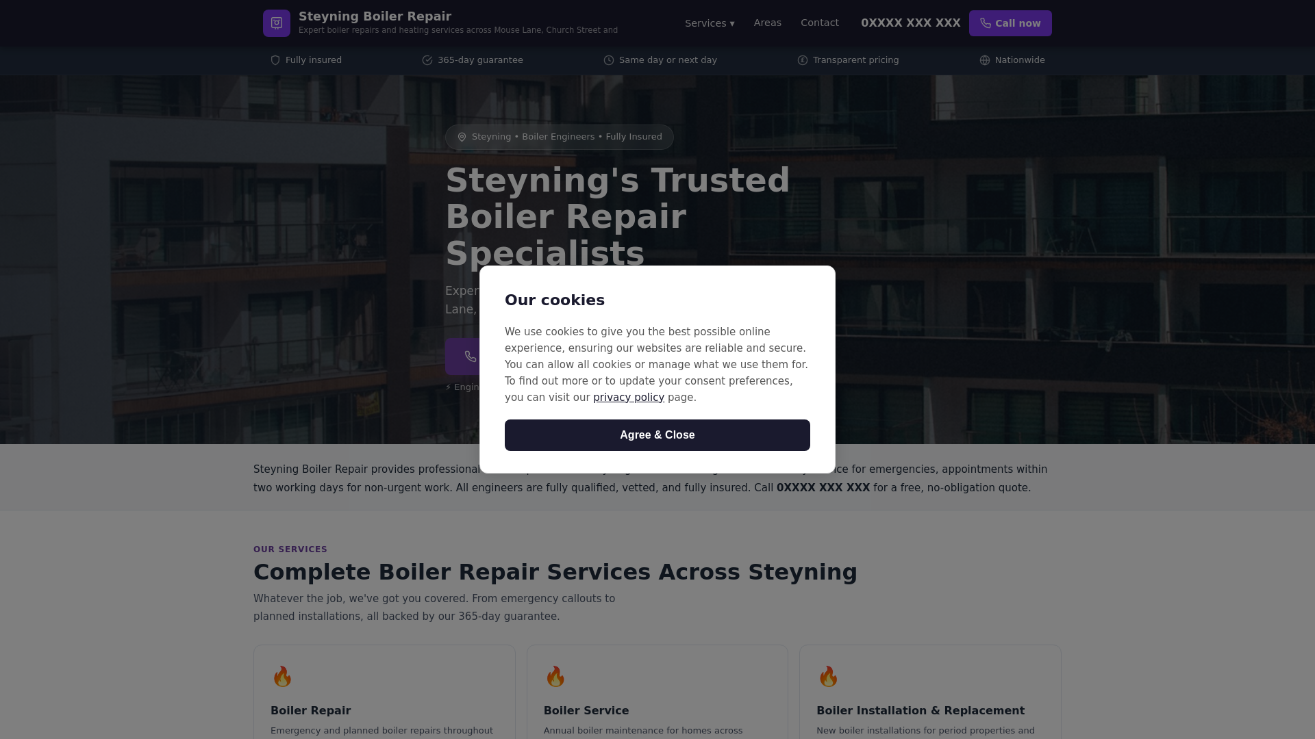 website screenshot of https://steyning-boiler-repair.pages.dev/