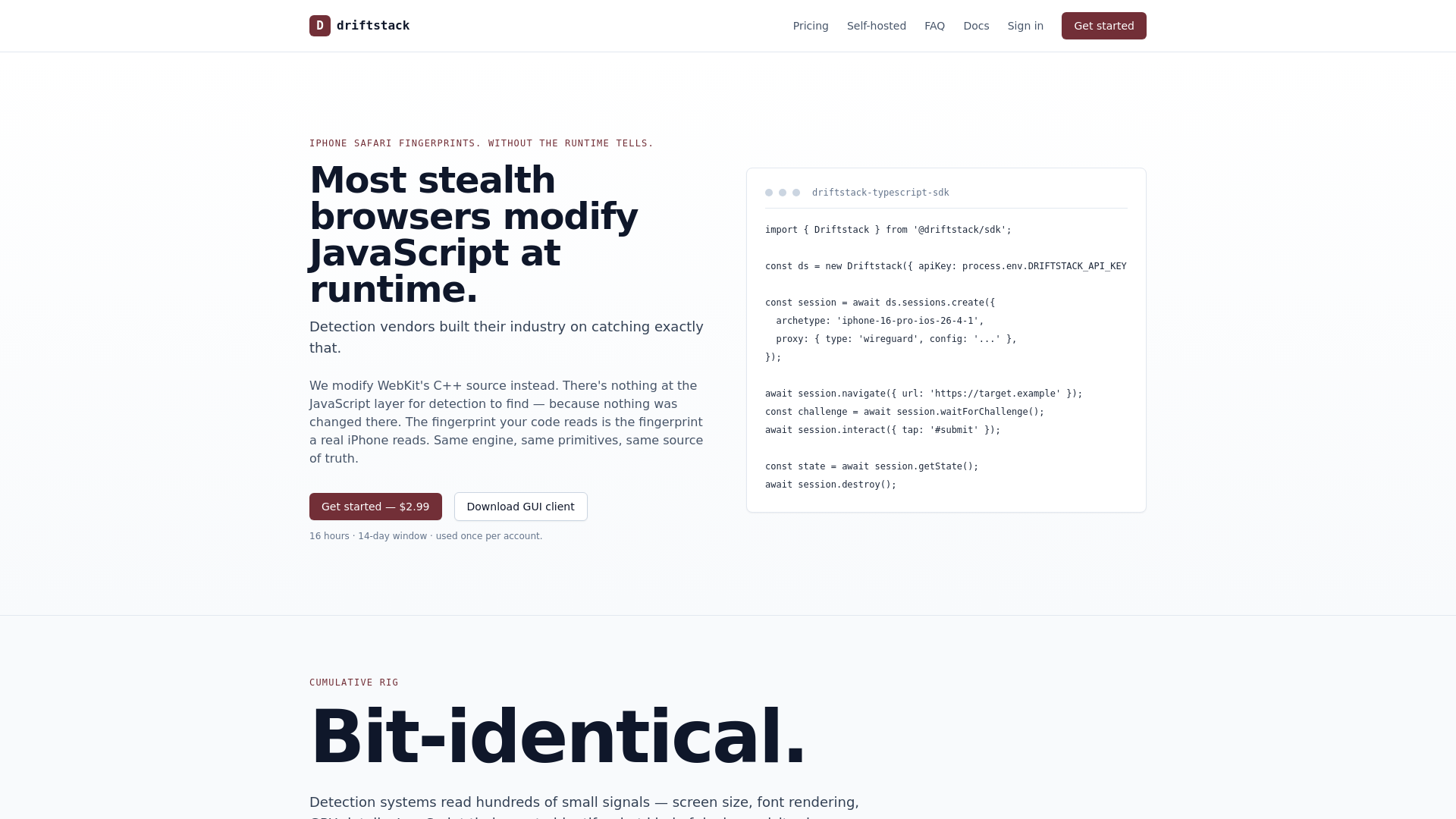 website screenshot of https://driftstack-marketing.pages.dev/