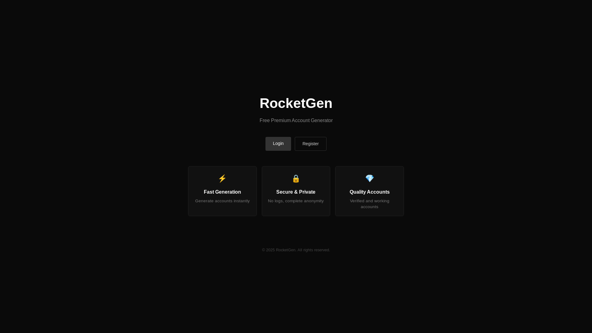 website screenshot of https://rocketgen.space/