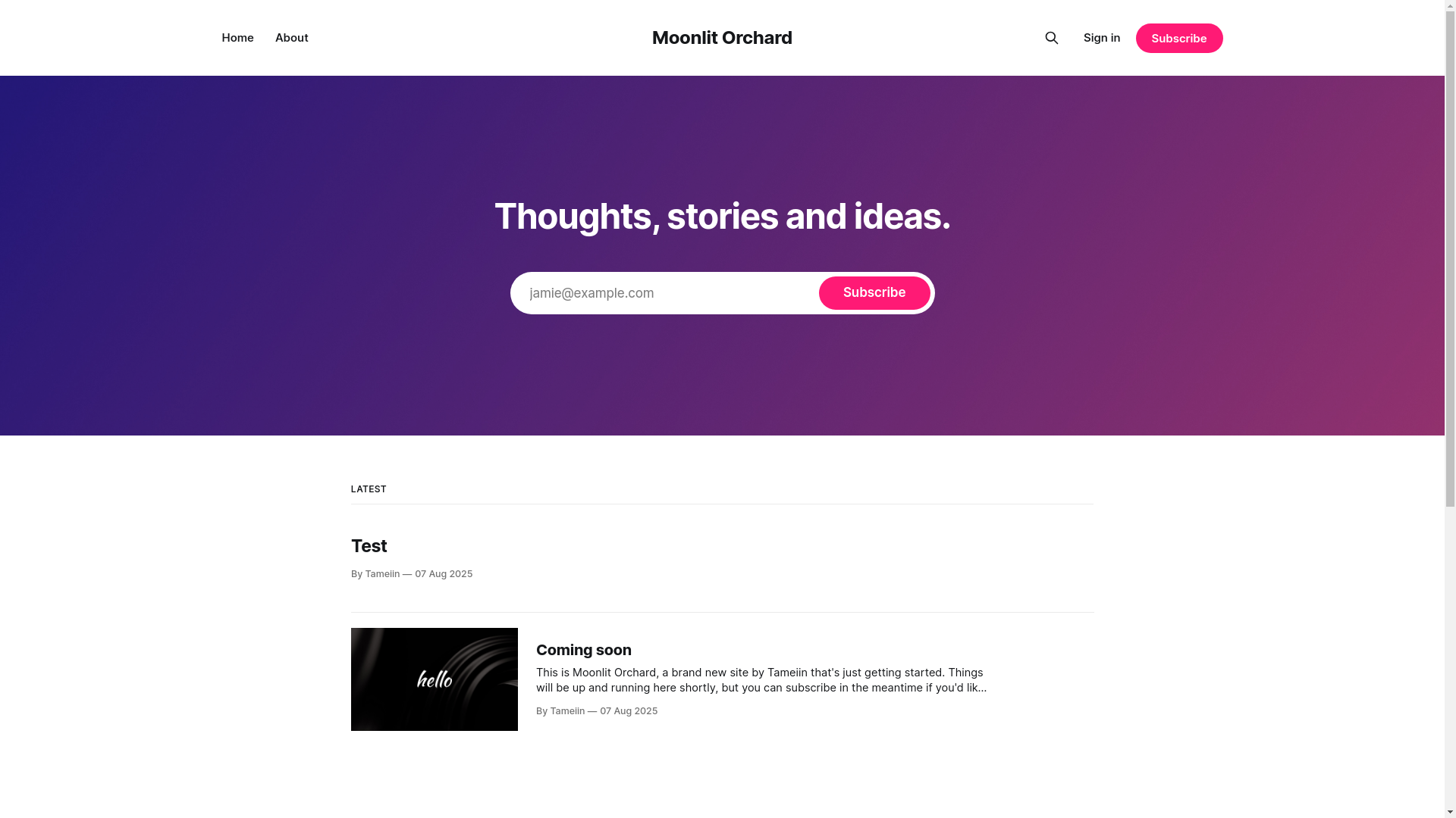 website screenshot of https://moonlitorchard.com/