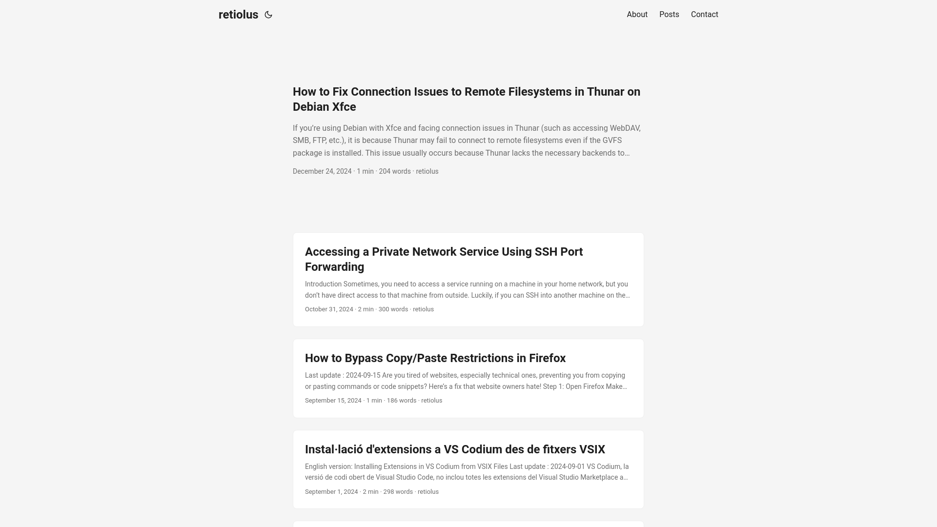 website screenshot of https://retiolus.net