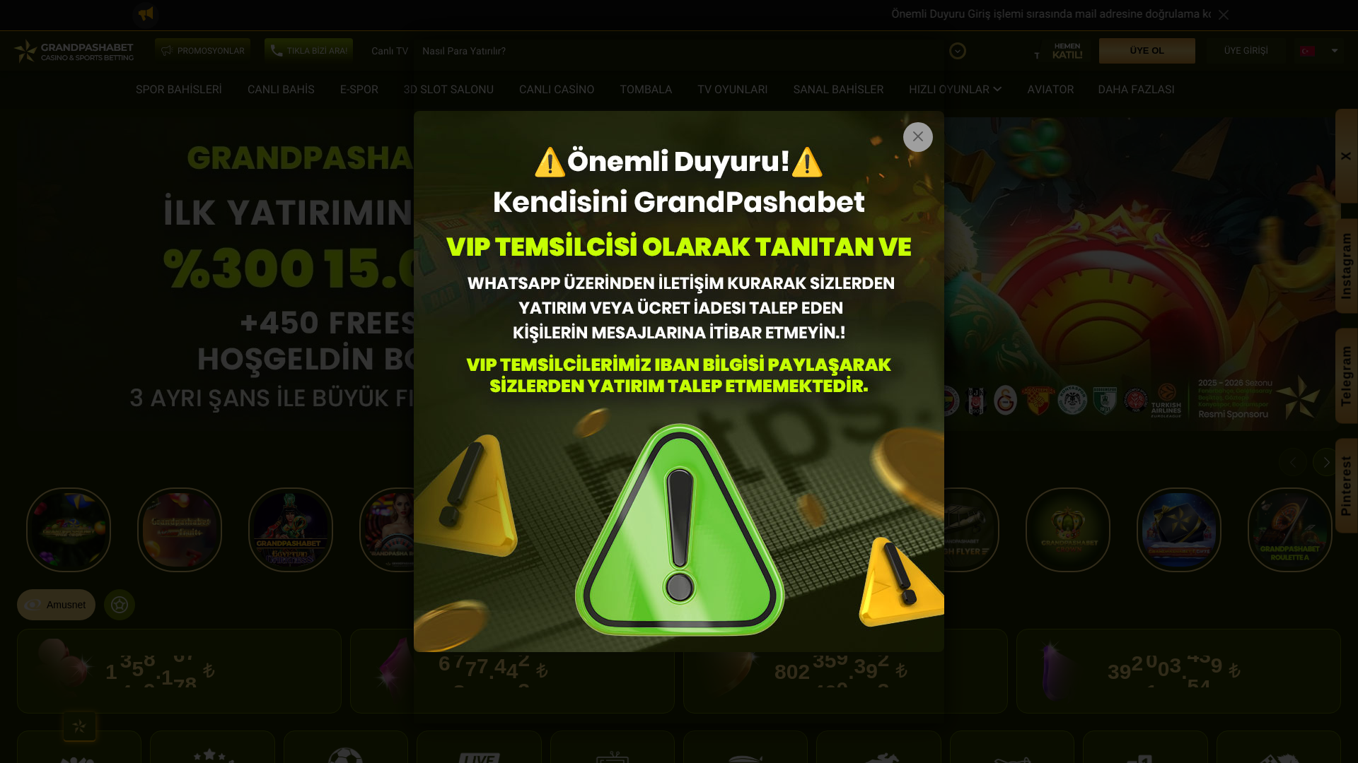 website screenshot of https://grandpashsbet7101.com/