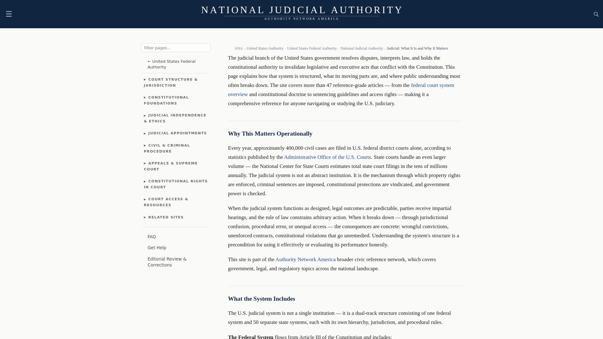 website screenshot of https://nationaljudicialauthority.com/