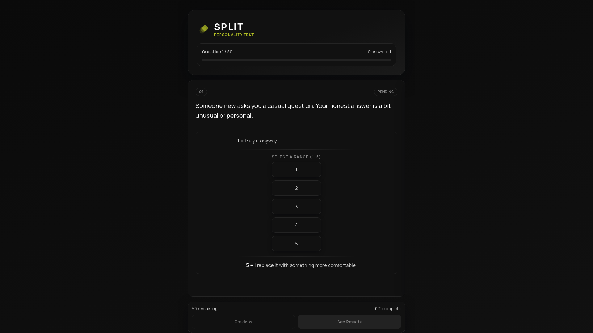 website screenshot of https://splitquiz.com/