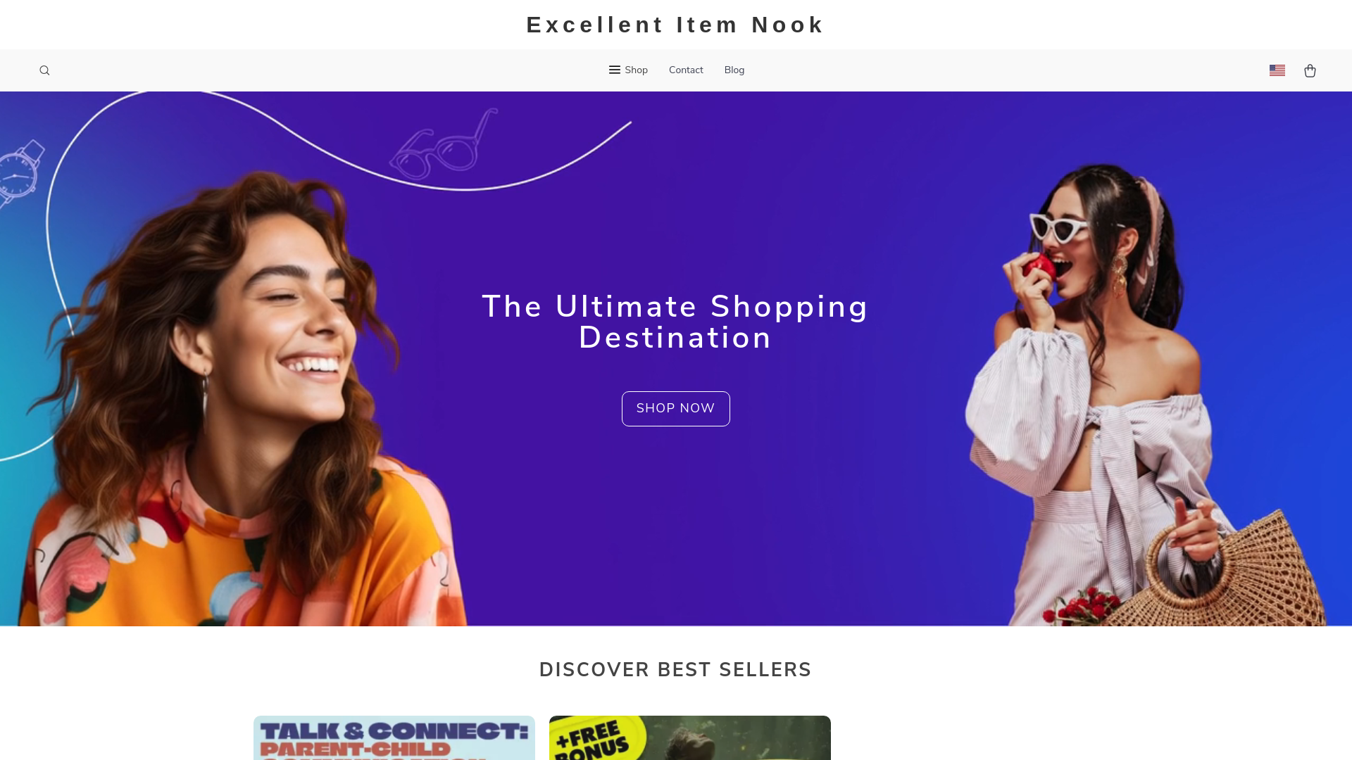 website screenshot of https://excellentitemnook.shop