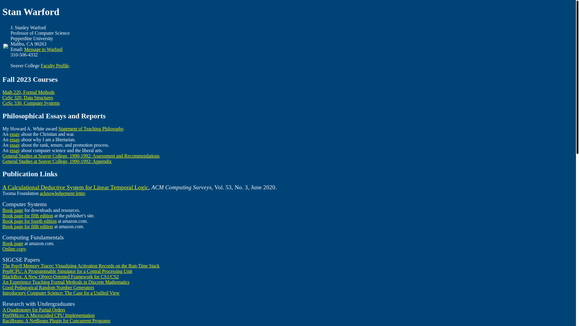 website screenshot of https://stanwarford.com/