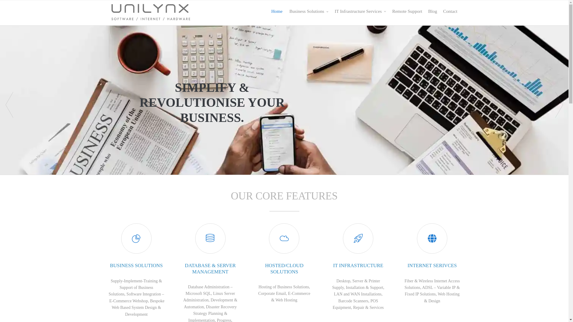 website screenshot of https://unilynxbusinesscentral.co.za/