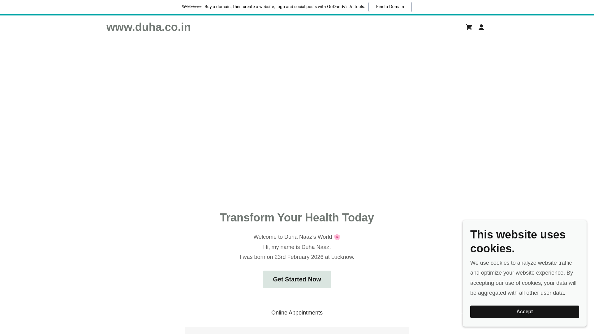 website screenshot of https://duha.co.in/