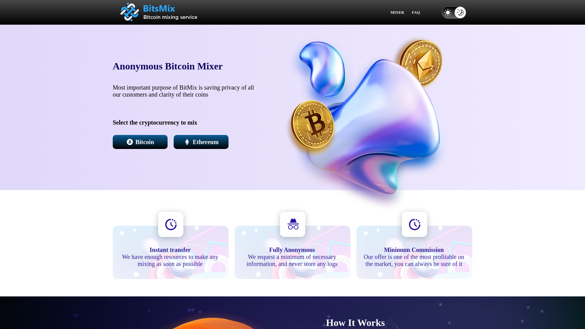 website screenshot of https://bitmix.cash