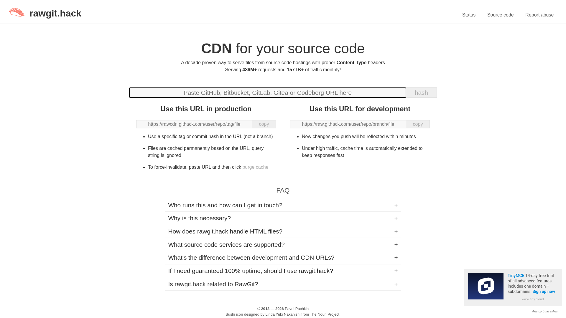 website screenshot of https://githack.com