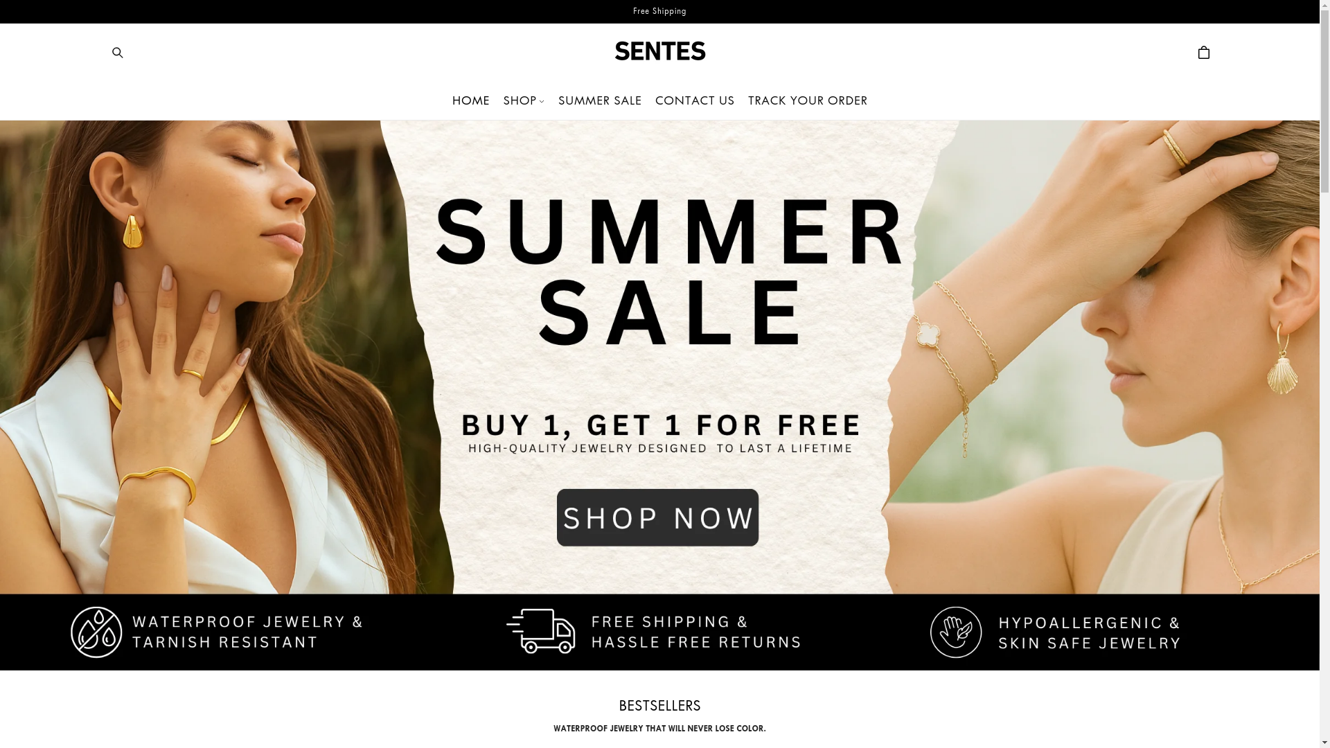 website screenshot of https://sentes-jewelry.com/