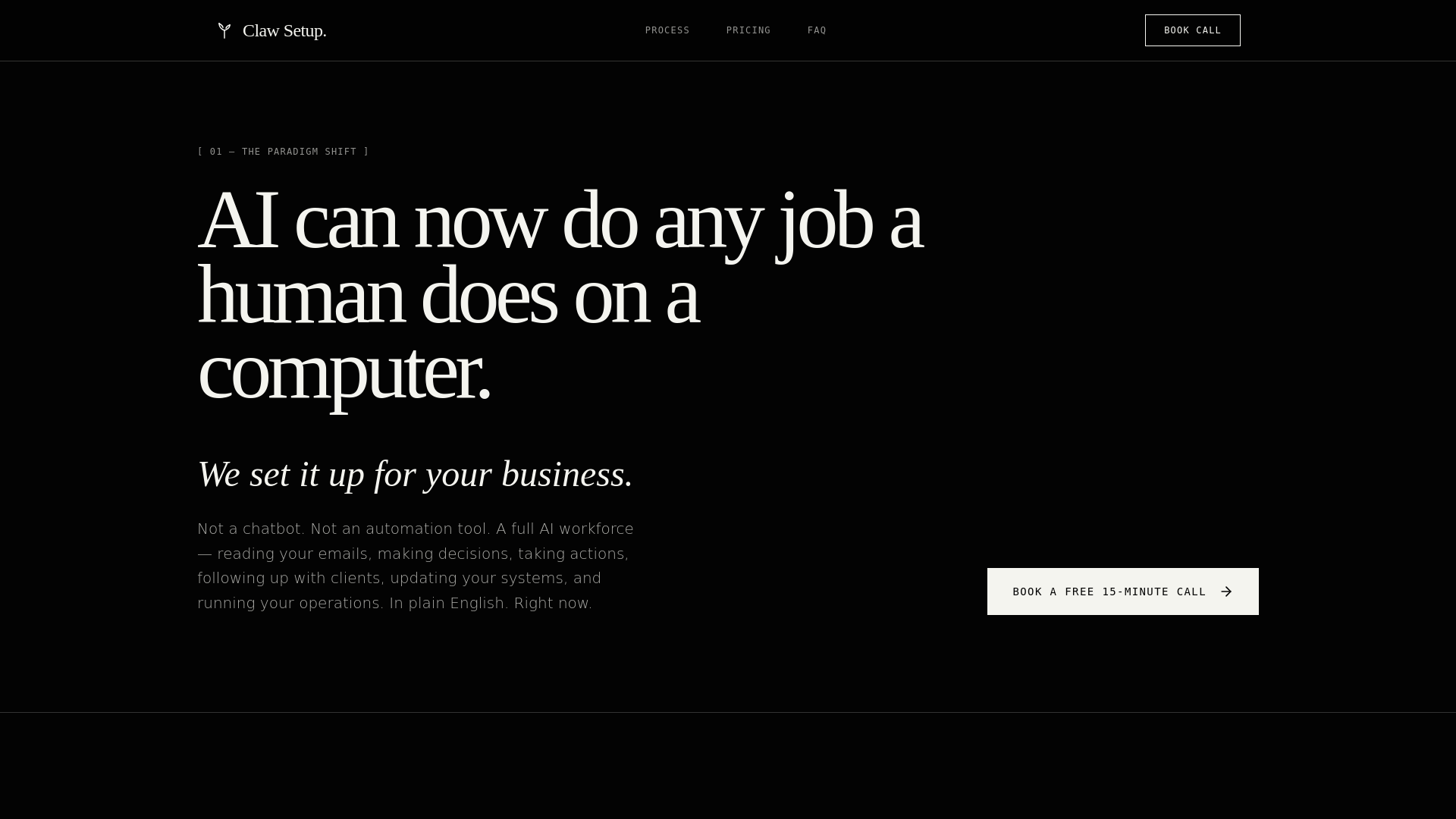 website screenshot of https://claw-setup.com/