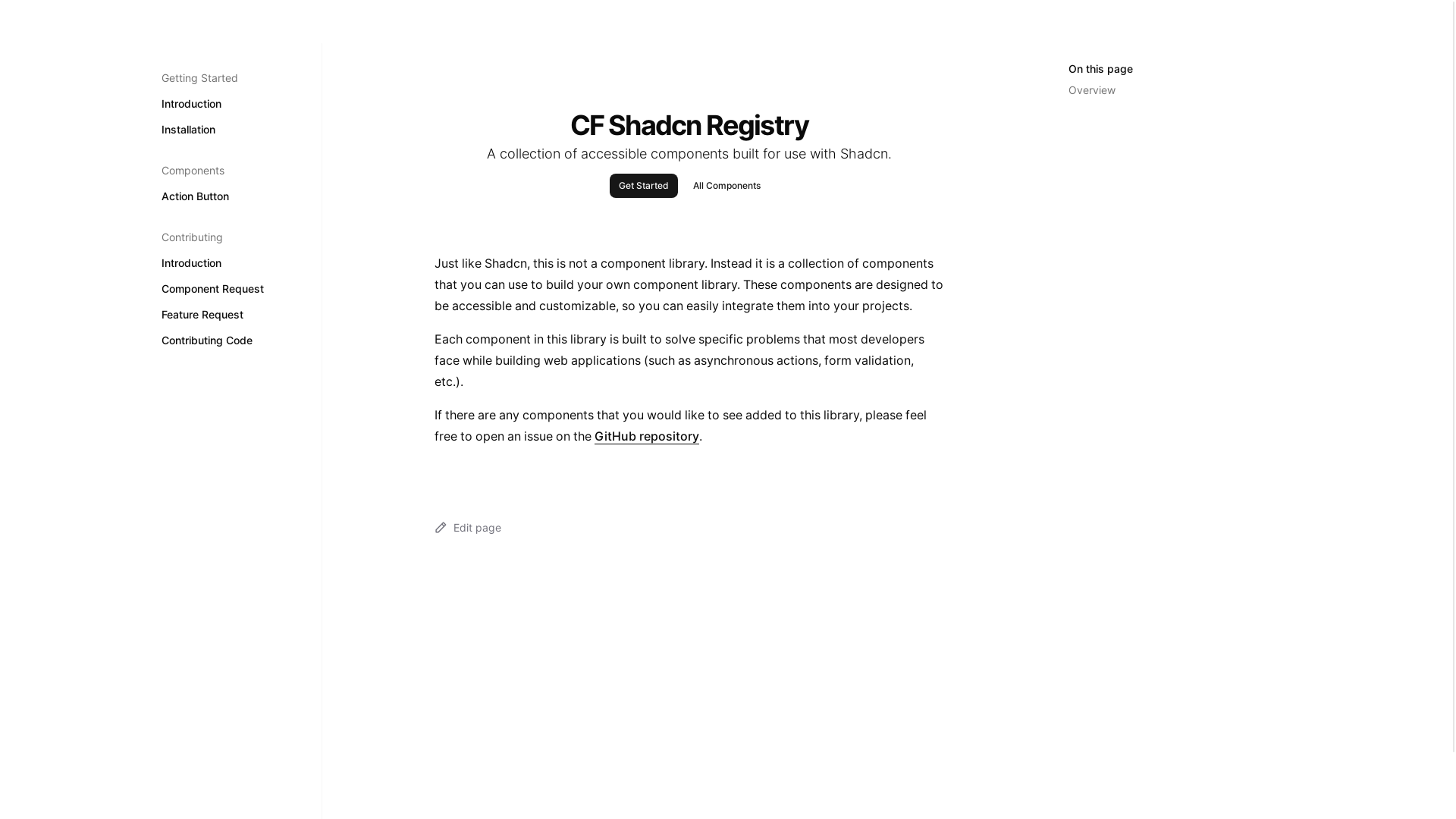 website screenshot of https://simple-shadcn-registry.pages.dev/