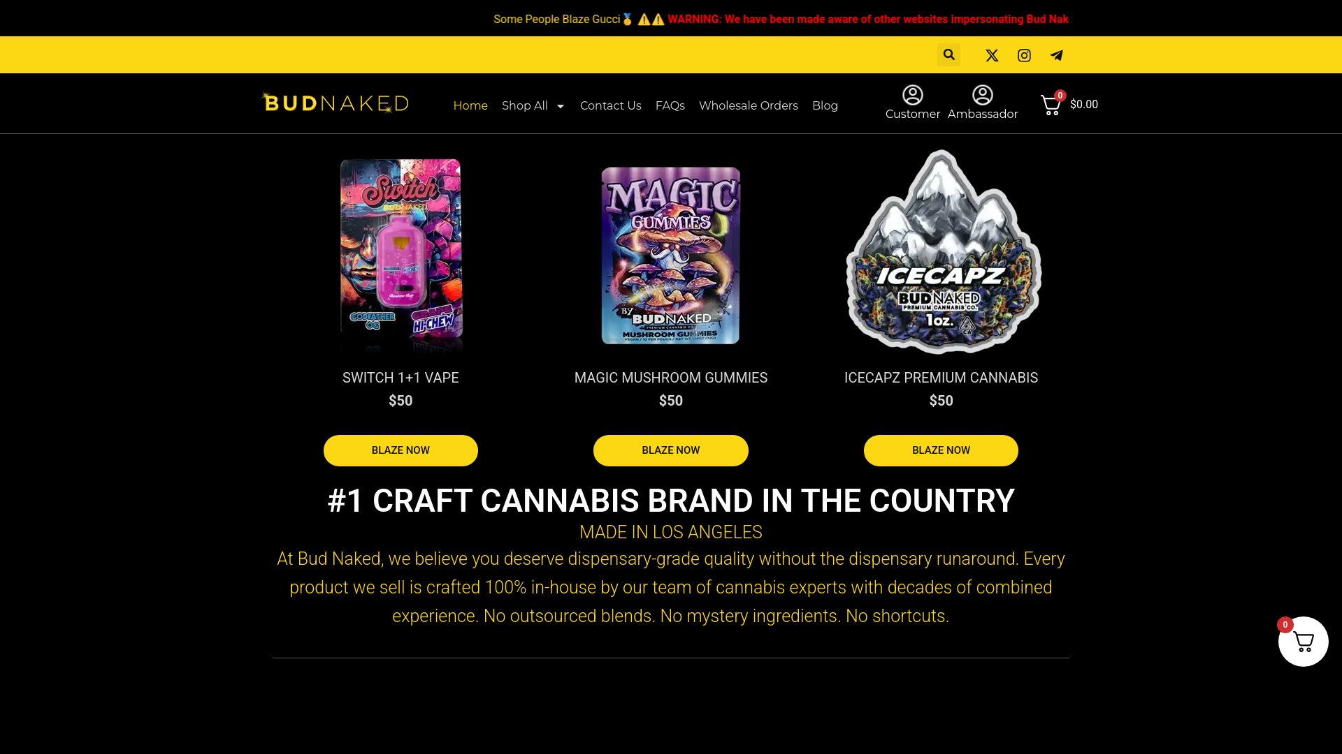 website screenshot of https://getbudnaked.com/