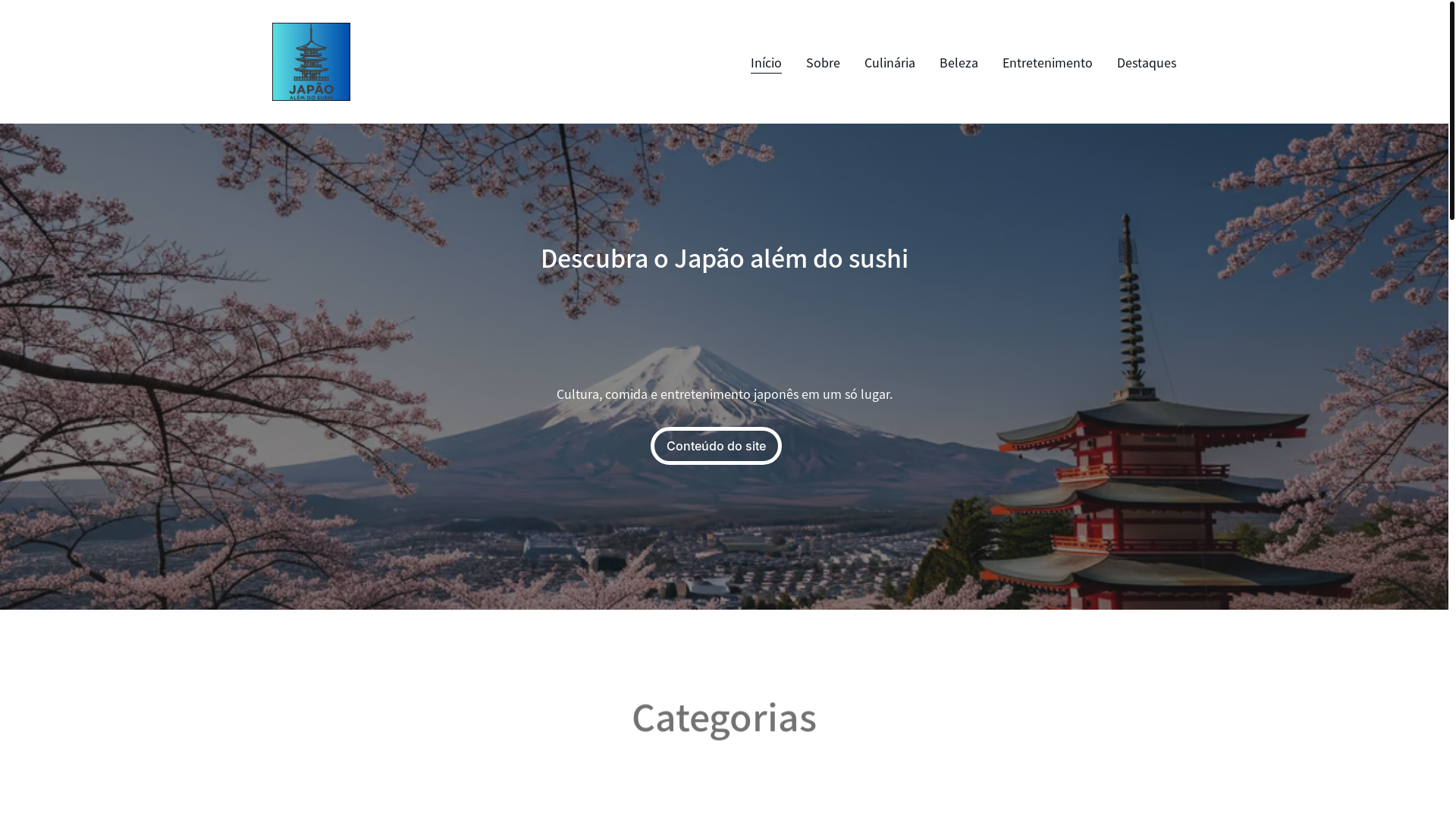 website screenshot of https://japao-alem-do-sushi.com/