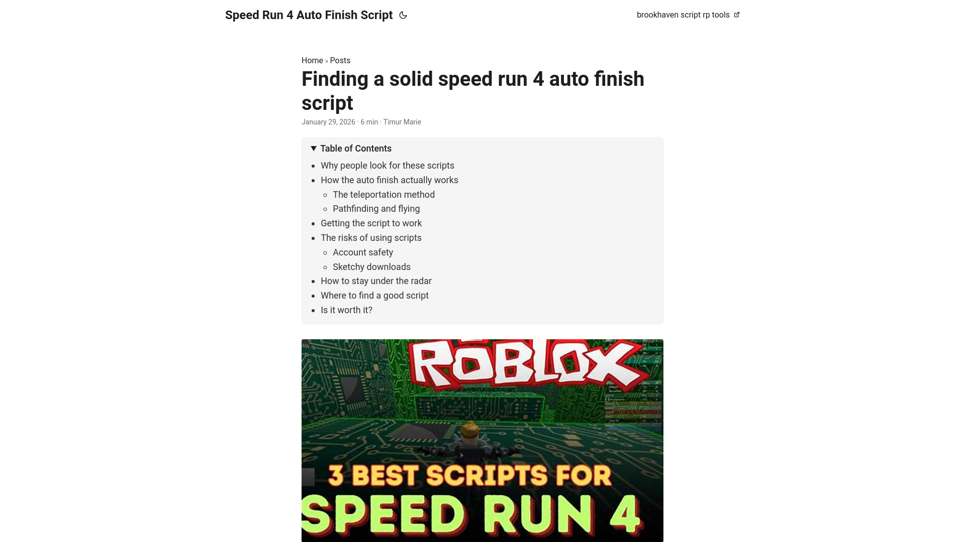 website screenshot of https://speed-run-4-auto-finish-script.pages.dev/