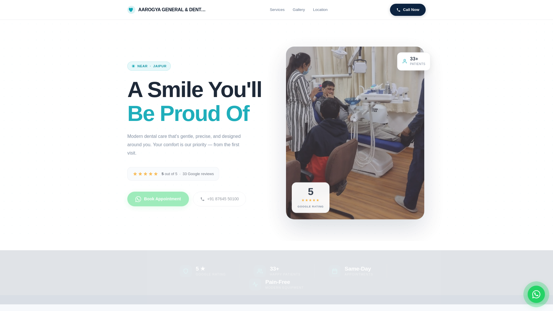website screenshot of https://aarogya-general-dental-hospital-jaipur.pages.dev/