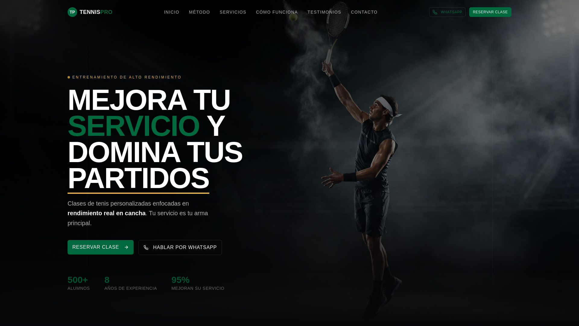 website screenshot of https://tennispro.lat