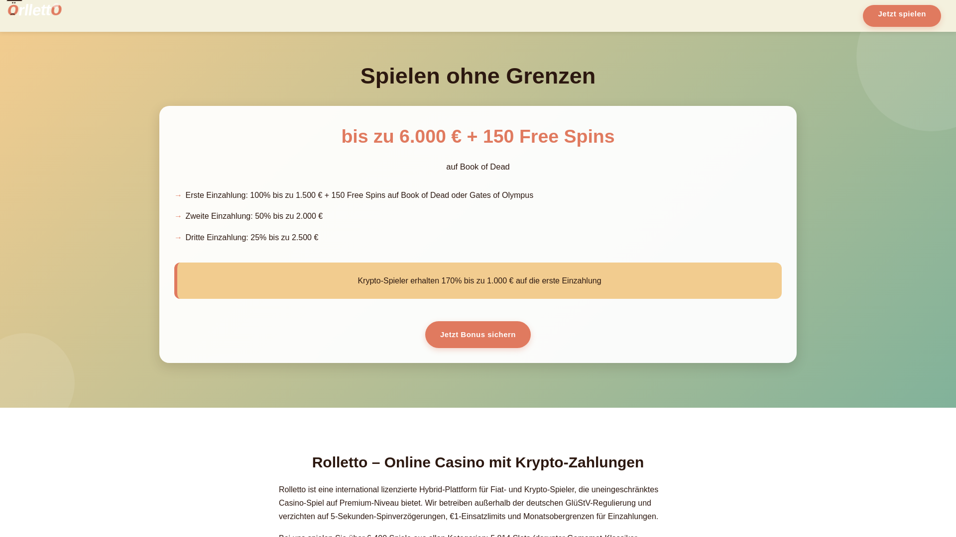 website screenshot of https://rollettocasino.jetzt/