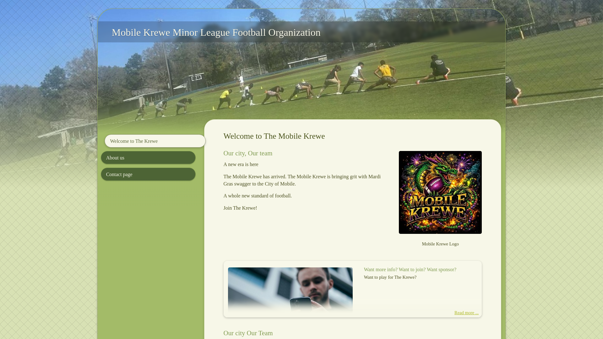 website screenshot of https://mobilekrewefootball.com/