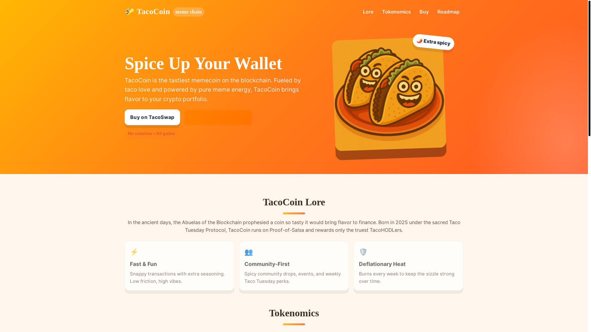 website screenshot of https://tacomeme.xyz/